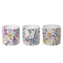 Ceramic Round Planters Butterfly Floral - Set of 3