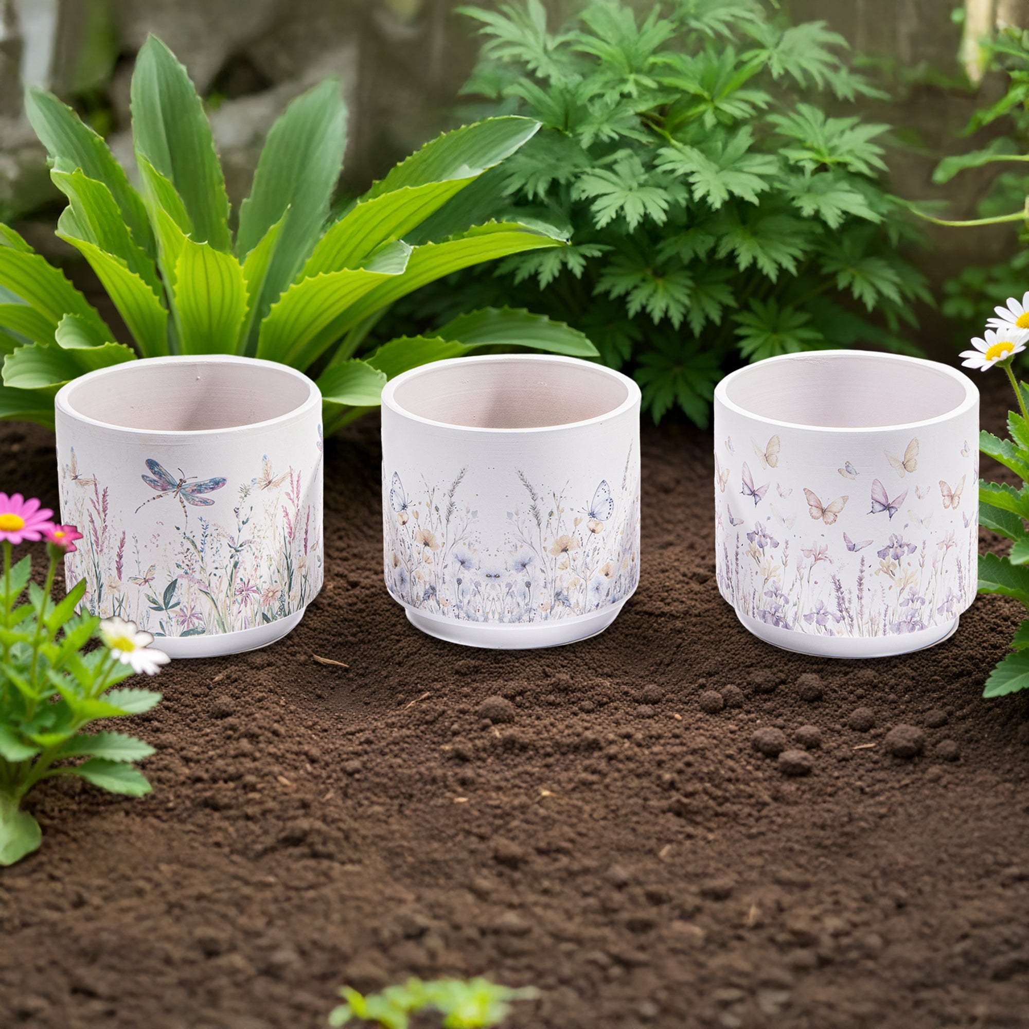 Terracotta Botanical Garden Planters – Set of 6 Display - Set of 3