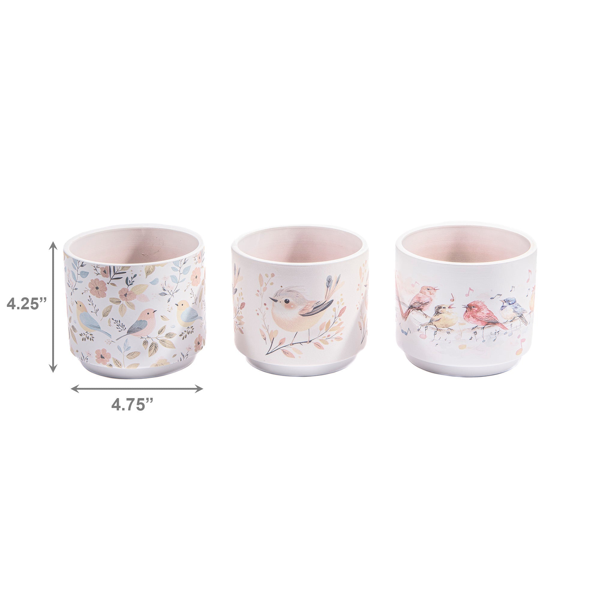 Terracotta Chirping Birds Decorative Planters – Set of 6 - Set of 3