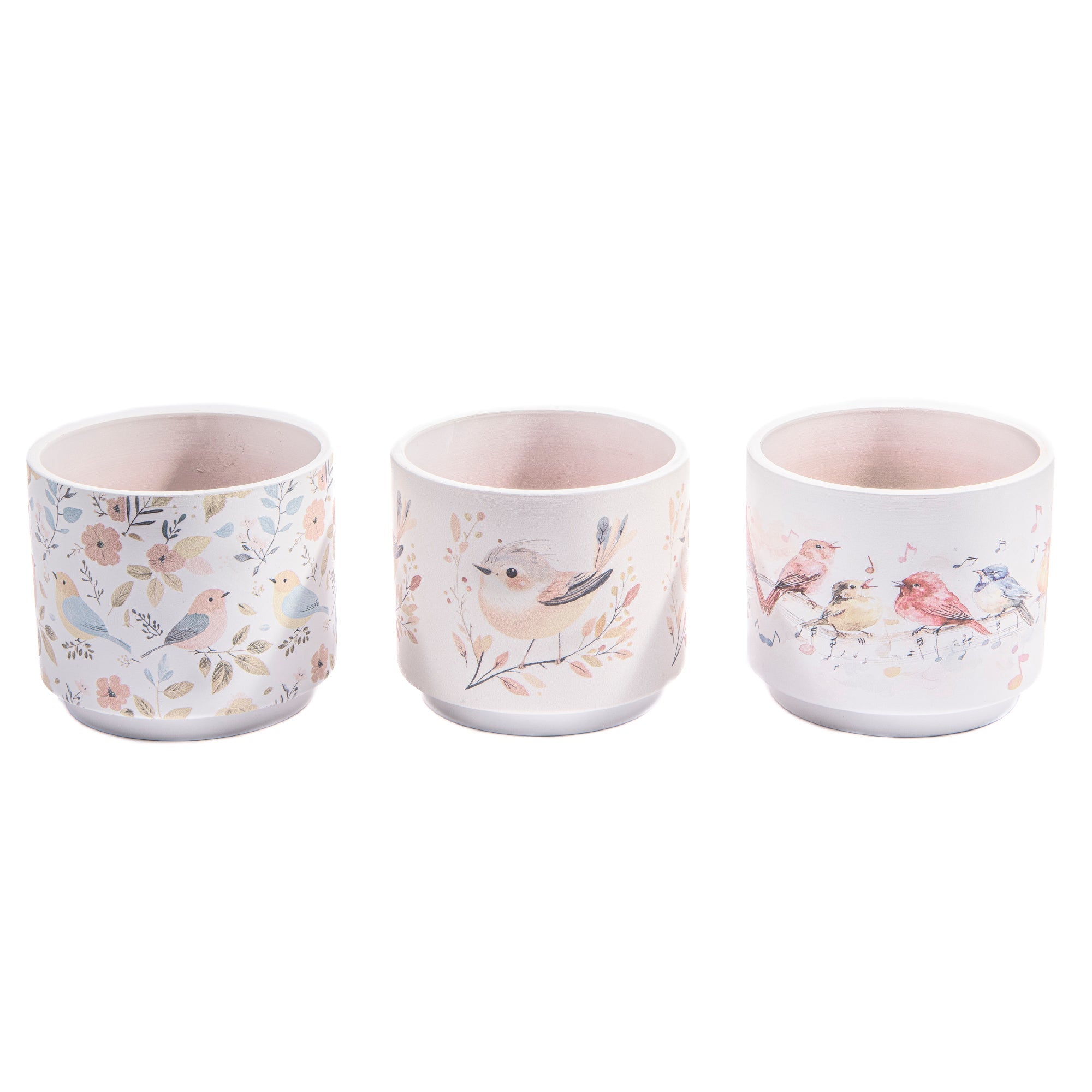 Terracotta Chirping Birds Decorative Planters – Set of 6 - Set of 3