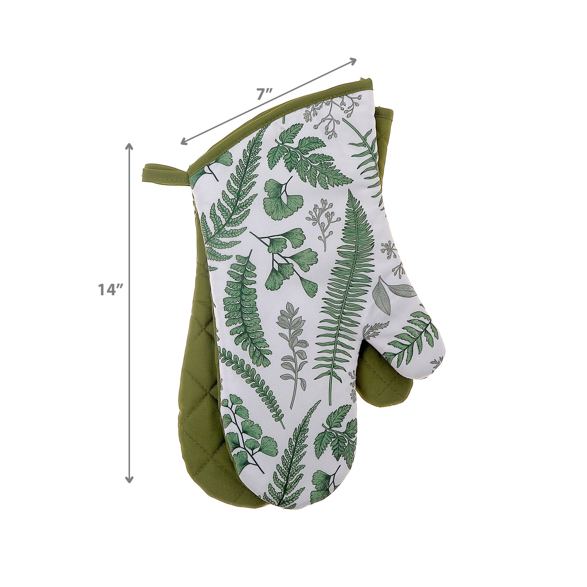 Oven Mitts 2 Pcs Fern Leaves Design, Heat Resistant Kitchen Gloves, Set of 2