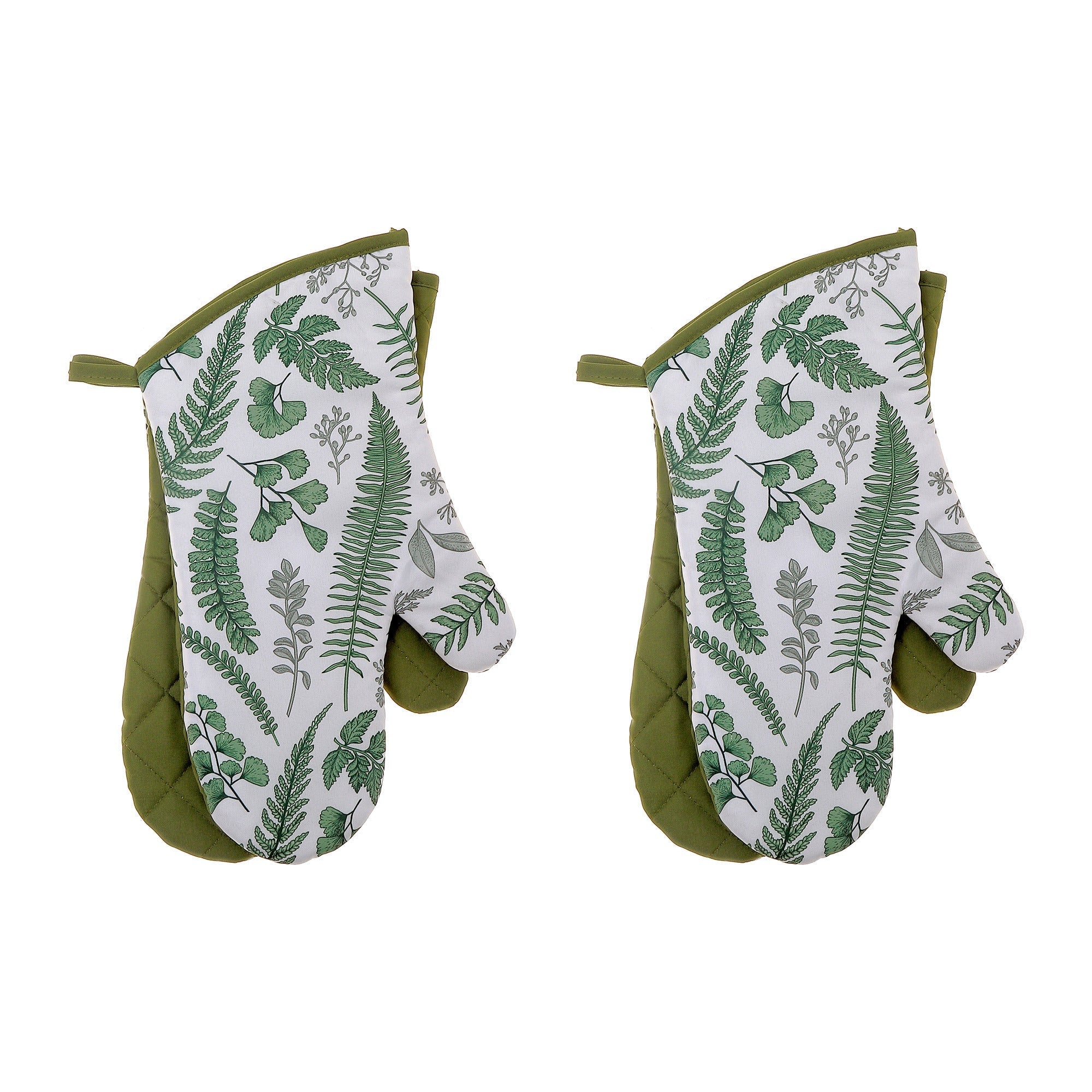 Oven Mitts 2 Pcs Fern Leaves Design, Heat Resistant Kitchen Gloves, Set of 2