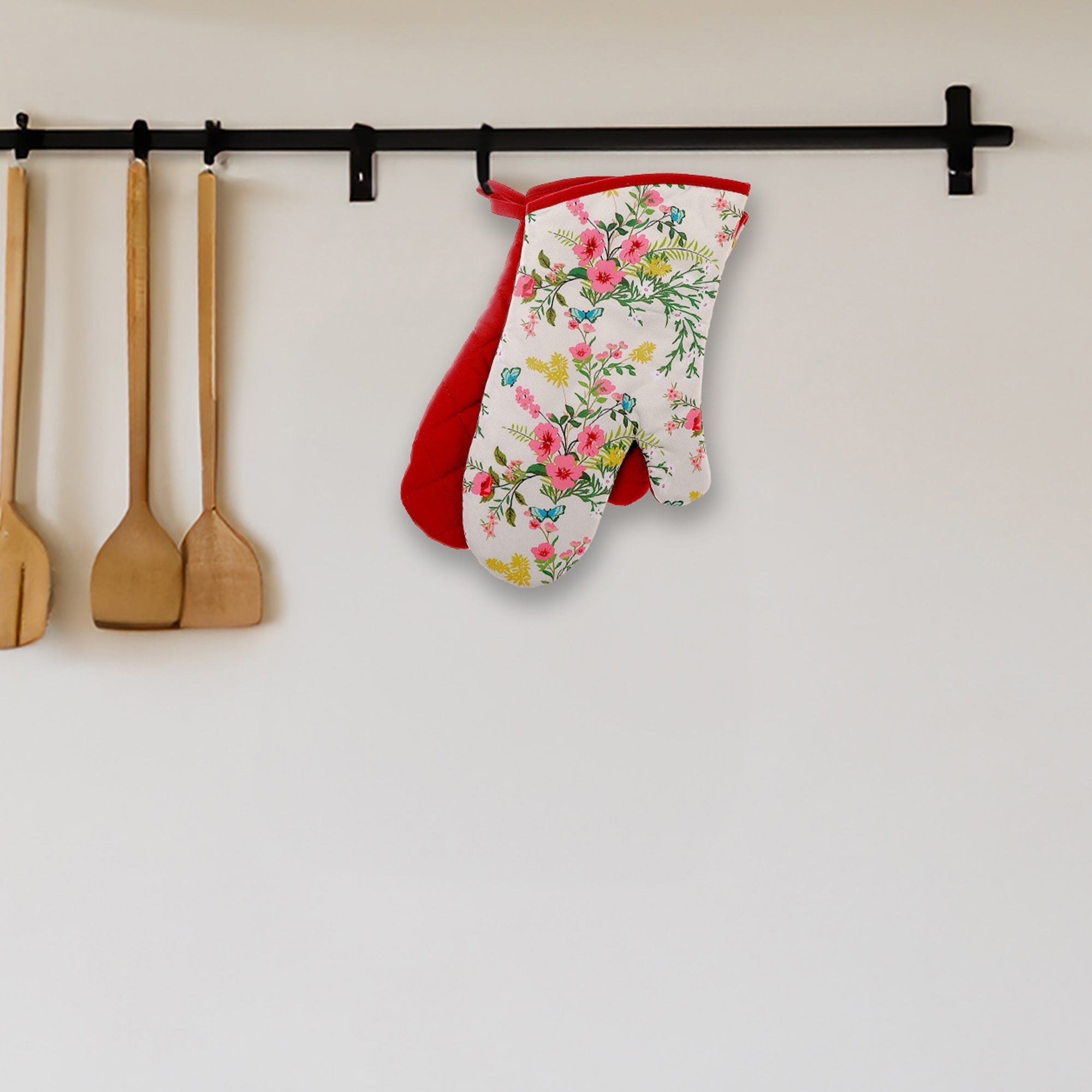 Oven Mitts 2 Pcs Vintage Floral, Heat Resistant Kitchen Gloves, Set of 2