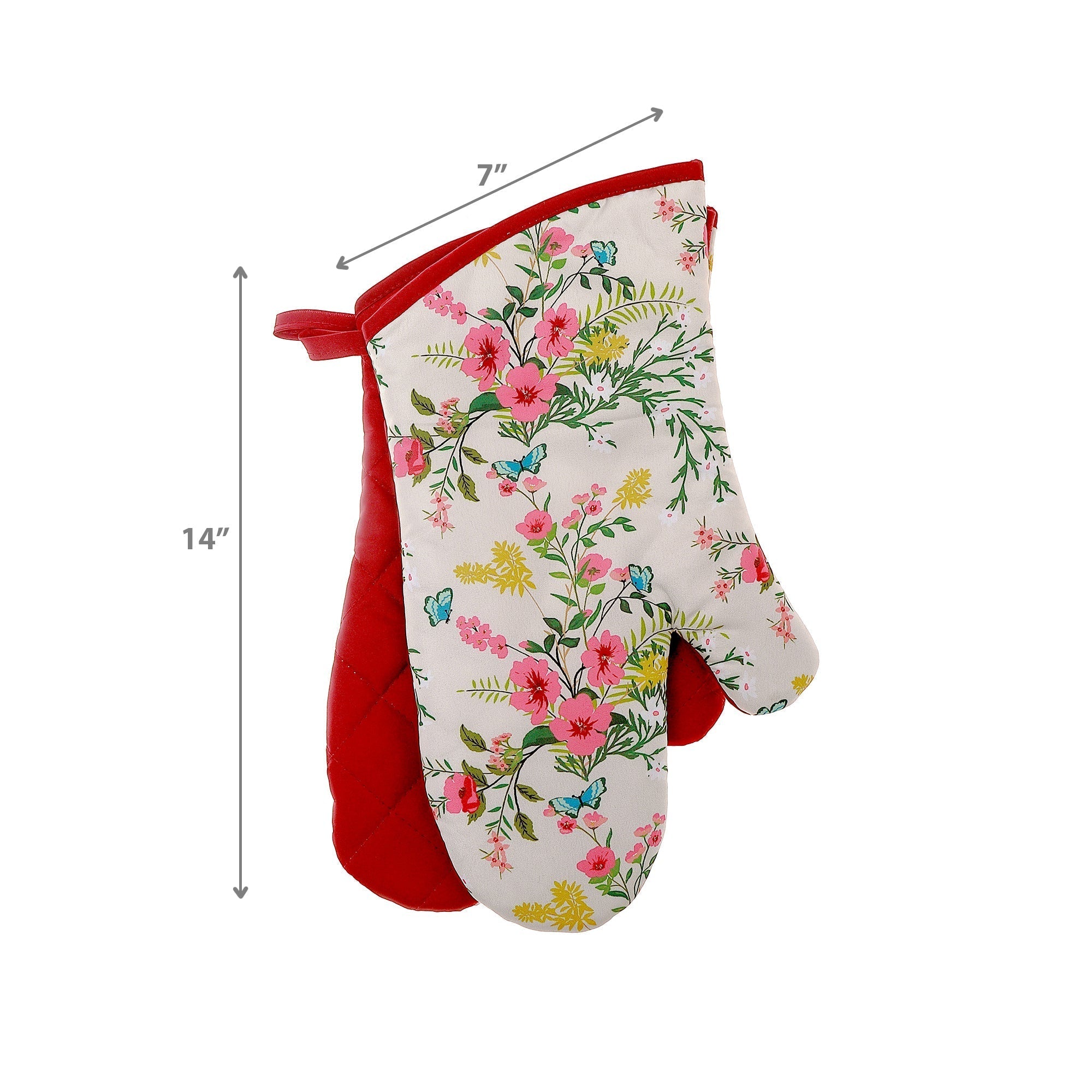 Oven Mitts 2 Pcs Vintage Floral, Heat Resistant Kitchen Gloves, Set of 2