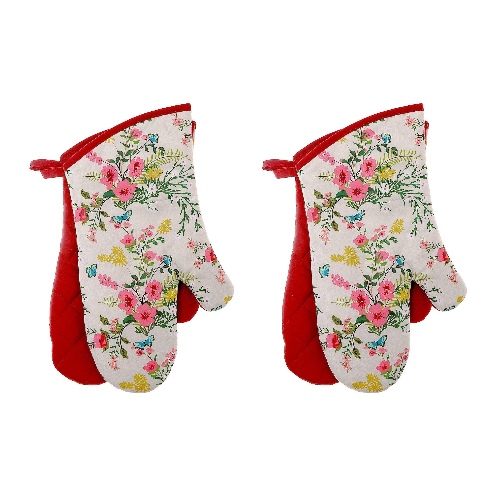 Oven Mitts 2 Pcs Vintage Floral, Heat Resistant Kitchen Gloves, Set of 2