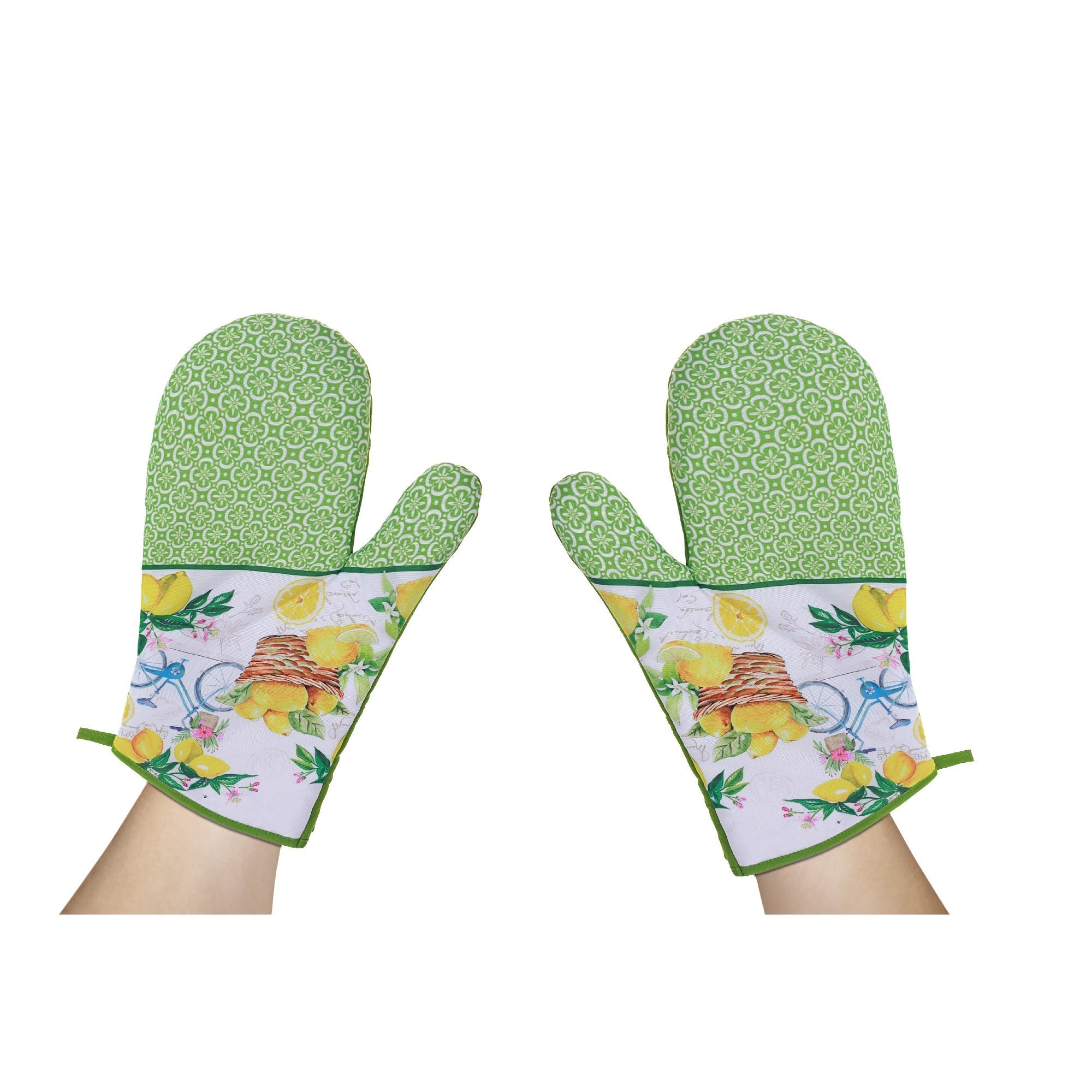Oven Mitts 2Pc Lemon Fruit Design Set Of 2, Heat Resistant Kitchen Gloves