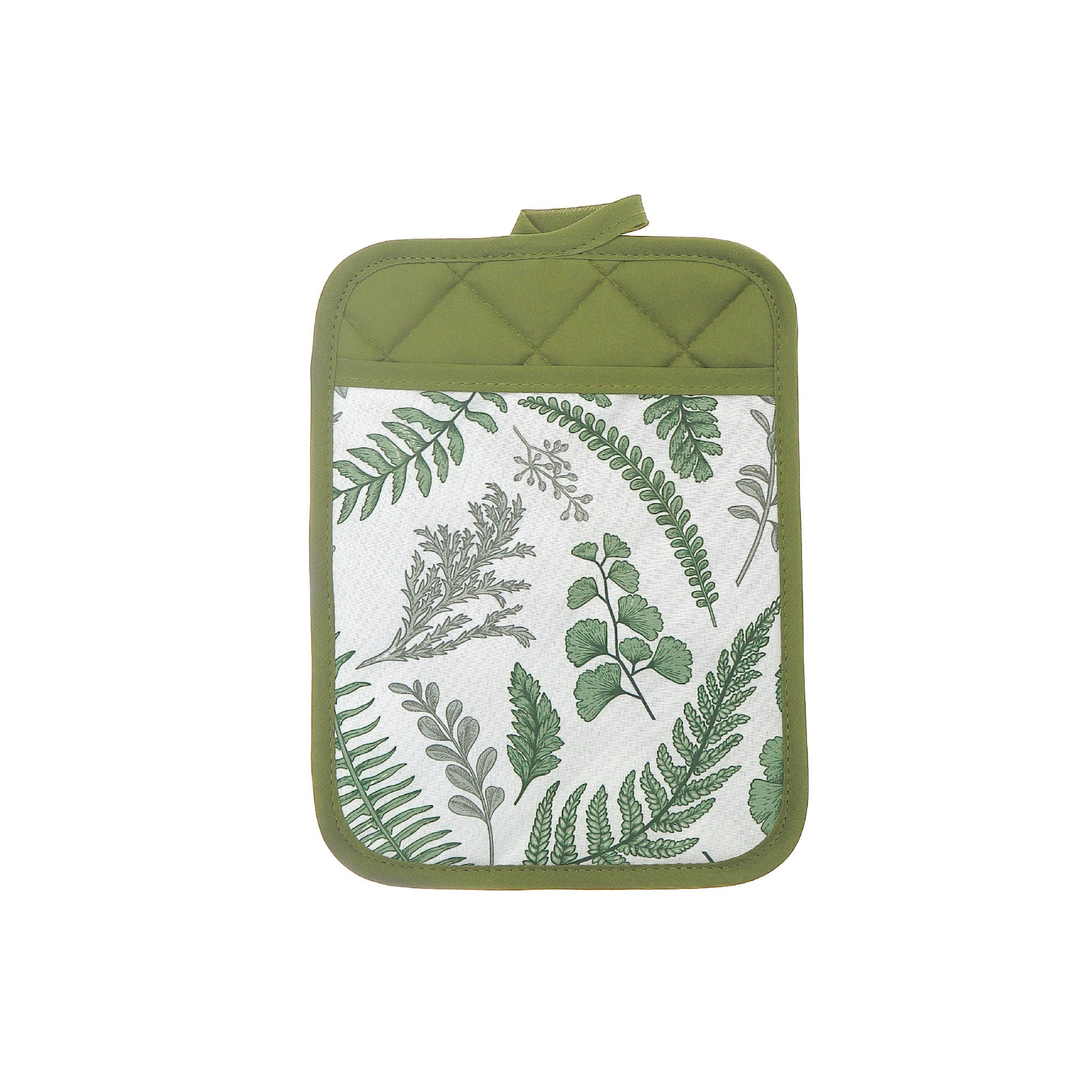 Pot Holder with Pocket Fern Leaves Design, Heat Resistant Kitchen Accessory, Set of 6
