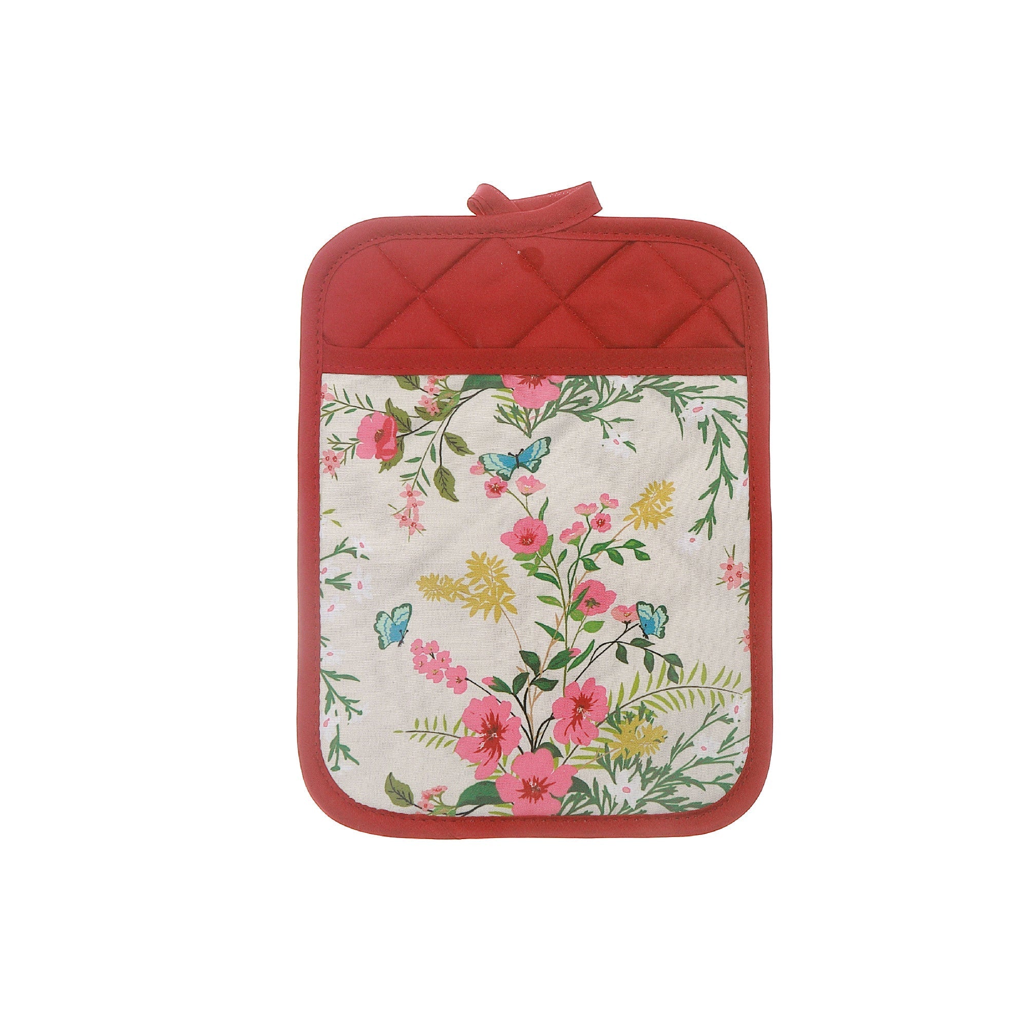 Pot Holder with Pocket Vintage Floral, Heat Resistant Kitchen Accessory, Set of 6