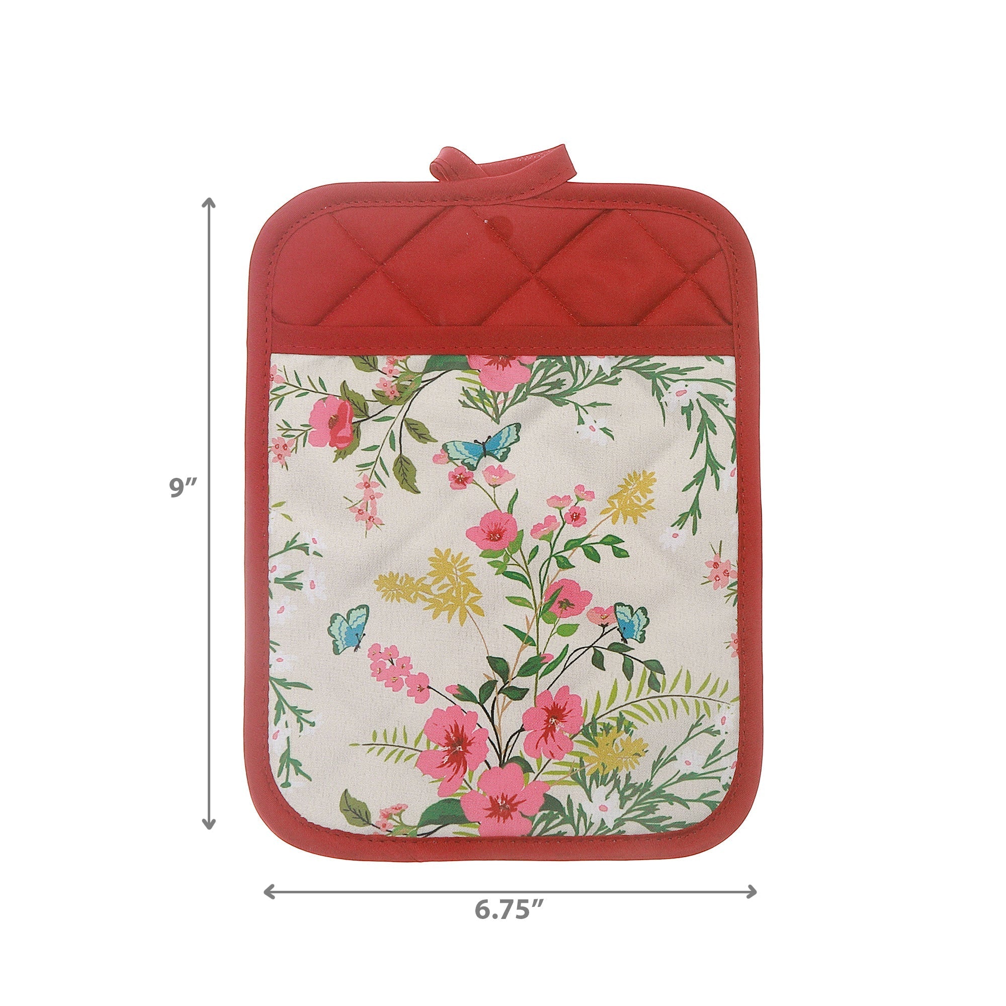 Pot Holder with Pocket Vintage Floral, Heat Resistant Kitchen Accessory, Set of 6