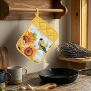 Finch on Sunflower Decorative Pot Holder with Pocket - Set of 6