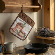 Coffee Bean Print Quilted Pot Holder with Pocket - Set of 6