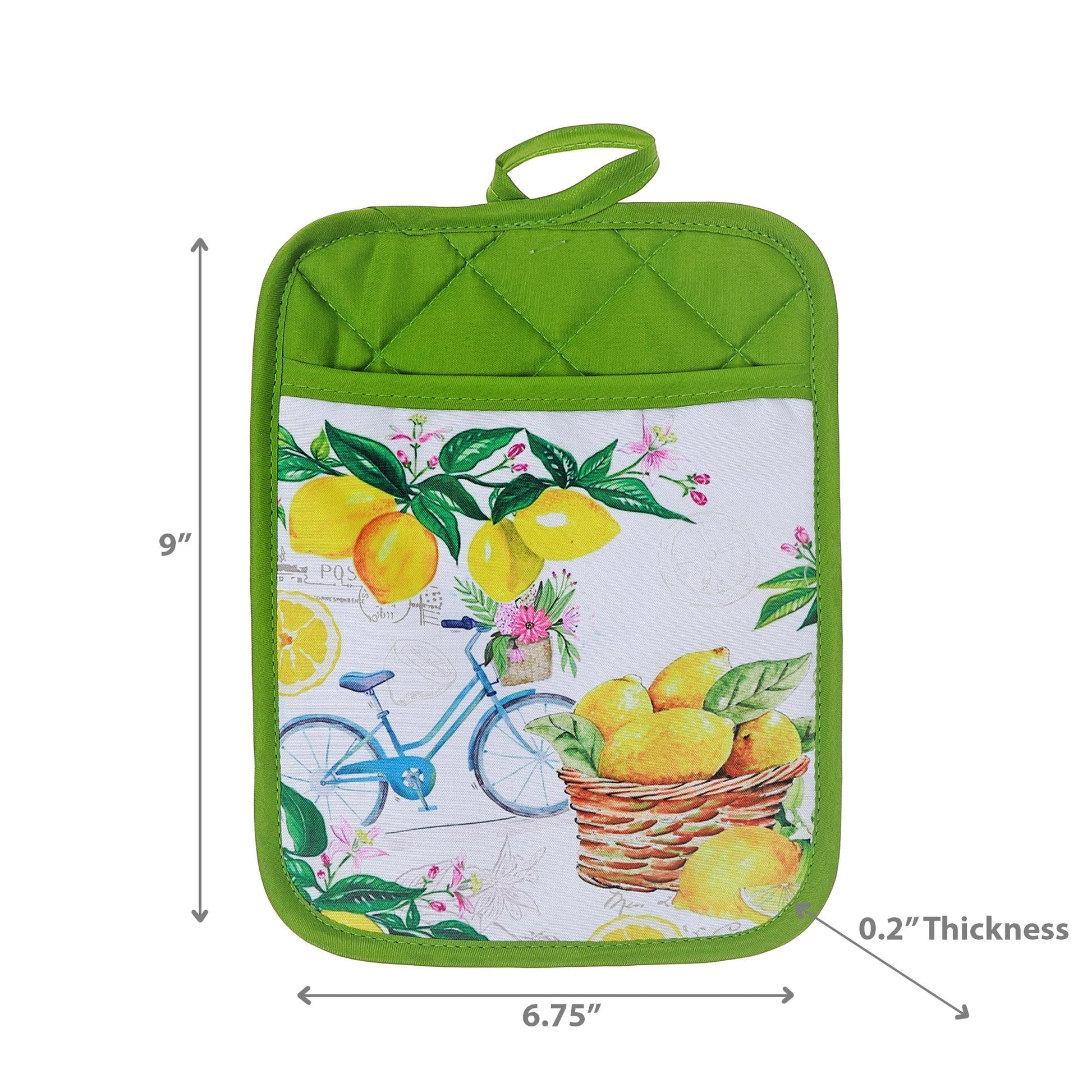 Pot Holder With Pocket Lemon Fruit - Set of 6