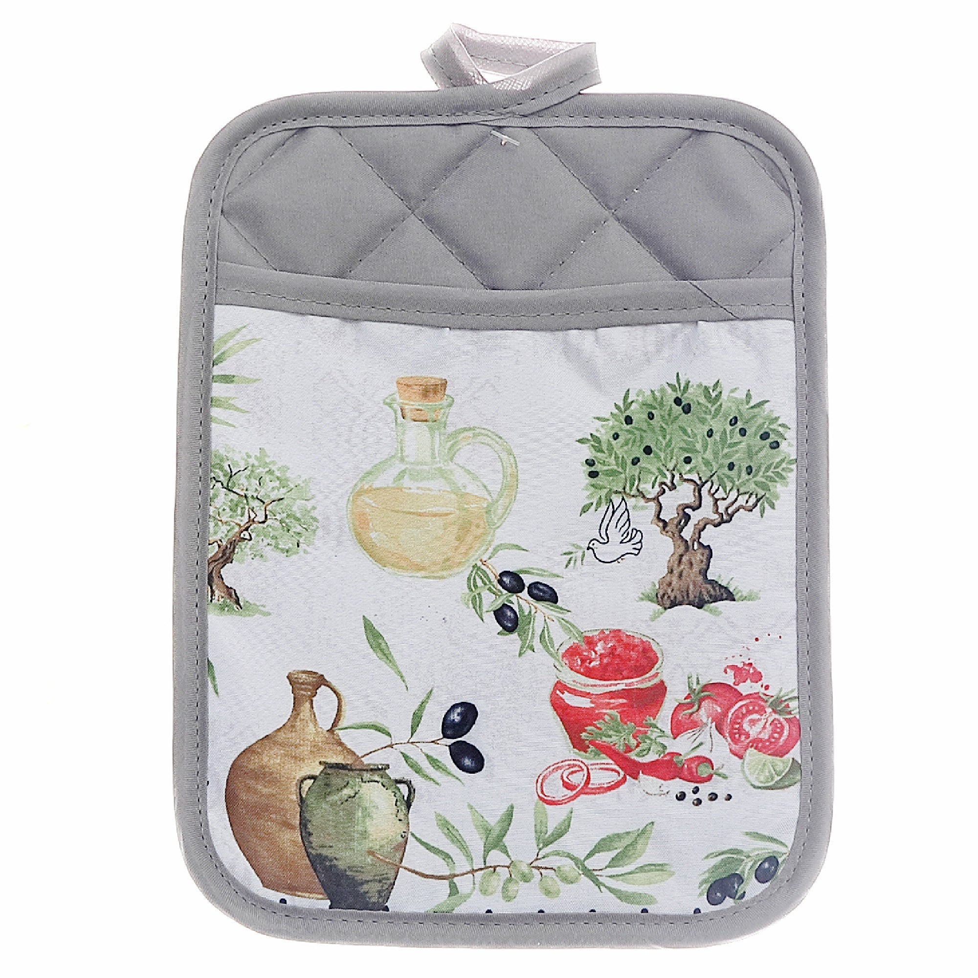 Pot Holder With Pocket Olives Design Set Of 6, Kitchen Heat Resistant Accessory