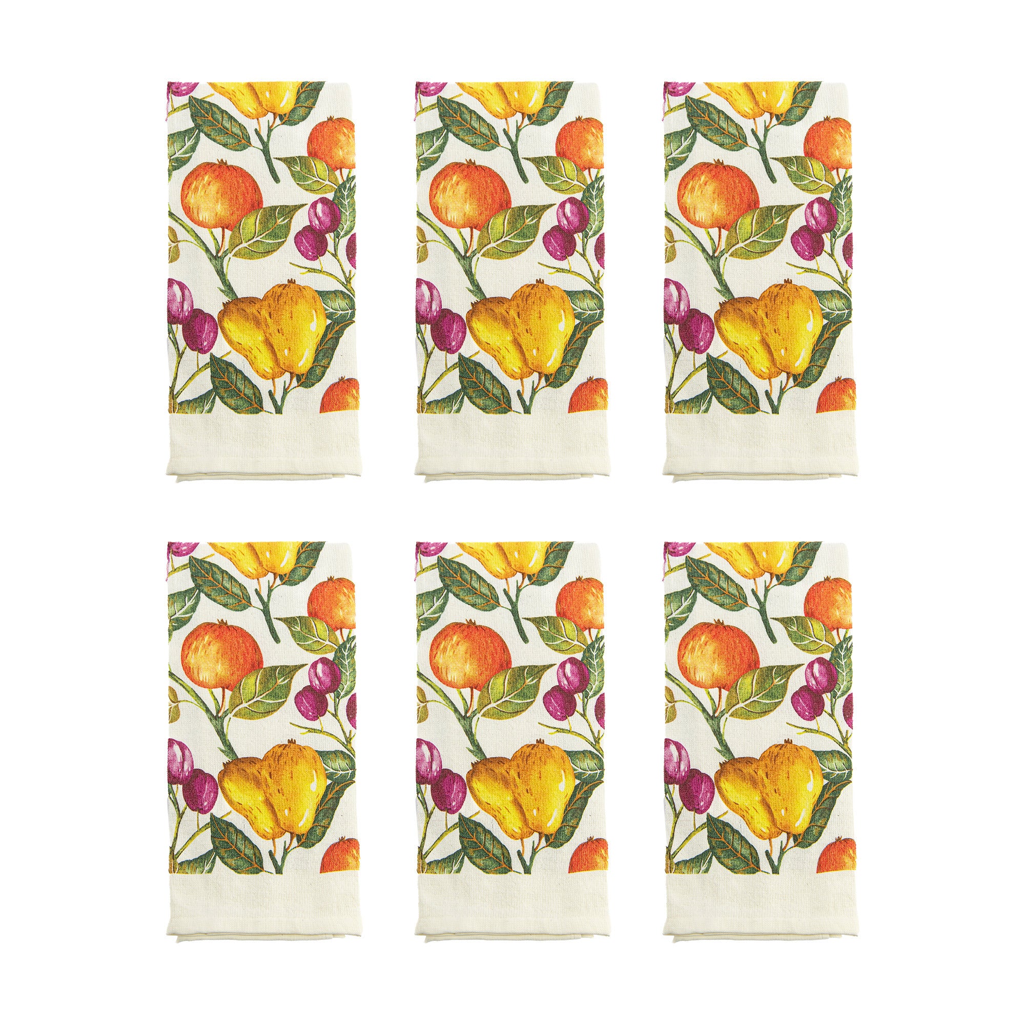 Apple & Pear Print Kitchen Hand Towel - Set of 6
