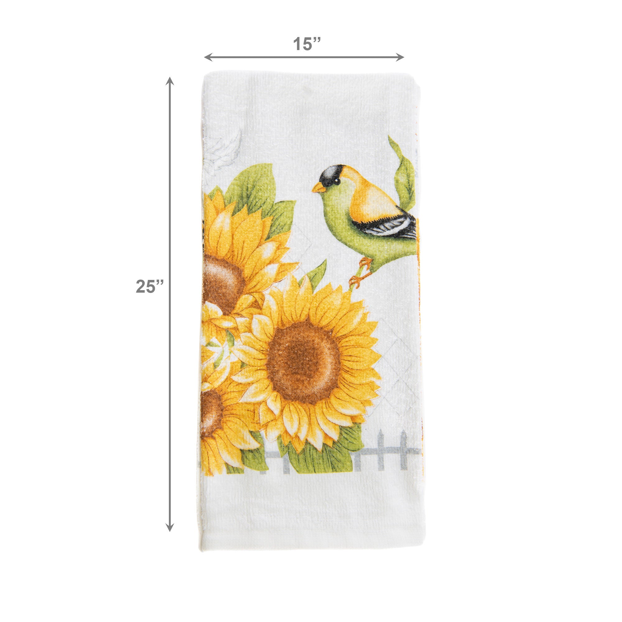 Finch on Sunflower Decorative Kitchen Hand Towel - Set of 6