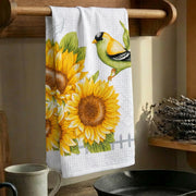 Finch on Sunflower Decorative Kitchen Hand Towel - Set of 6
