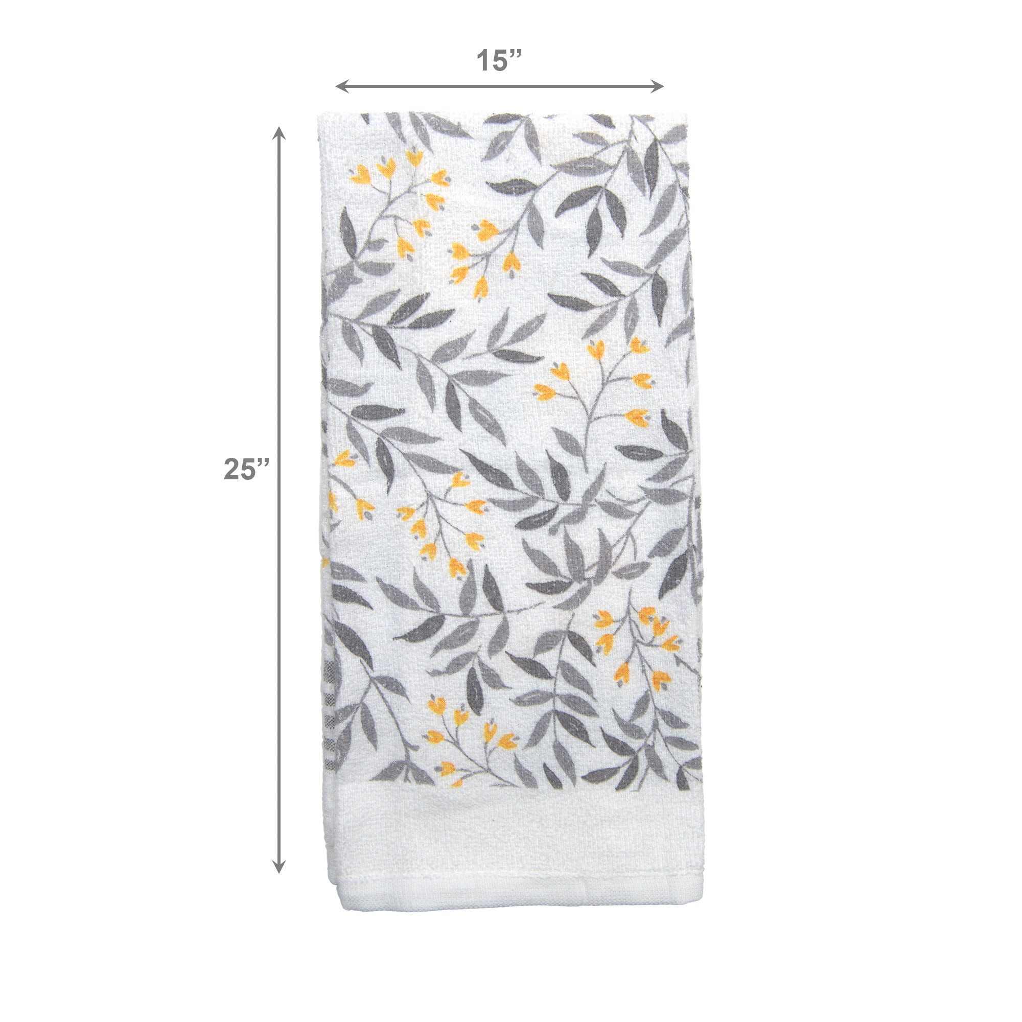 Gray Leaf Pattern Kitchen Hand Towel - Set of 6