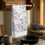 Gray Leaf Pattern Kitchen Hand Towel - Set of 6