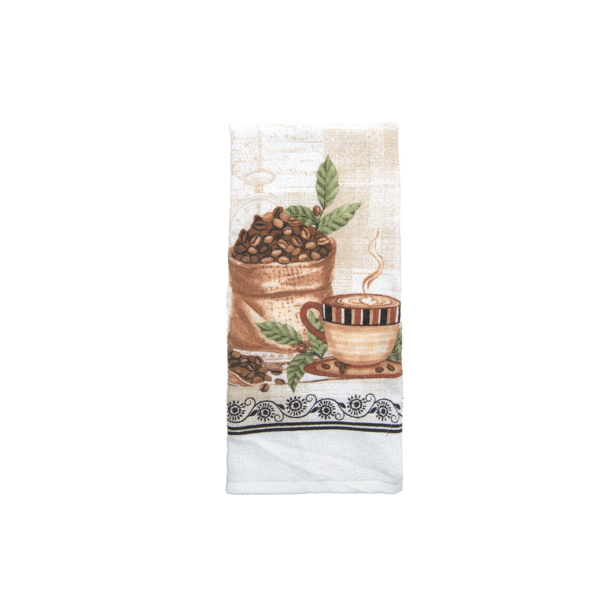 Coffee Bean Print Kitchen Hand Towel - Set of 6