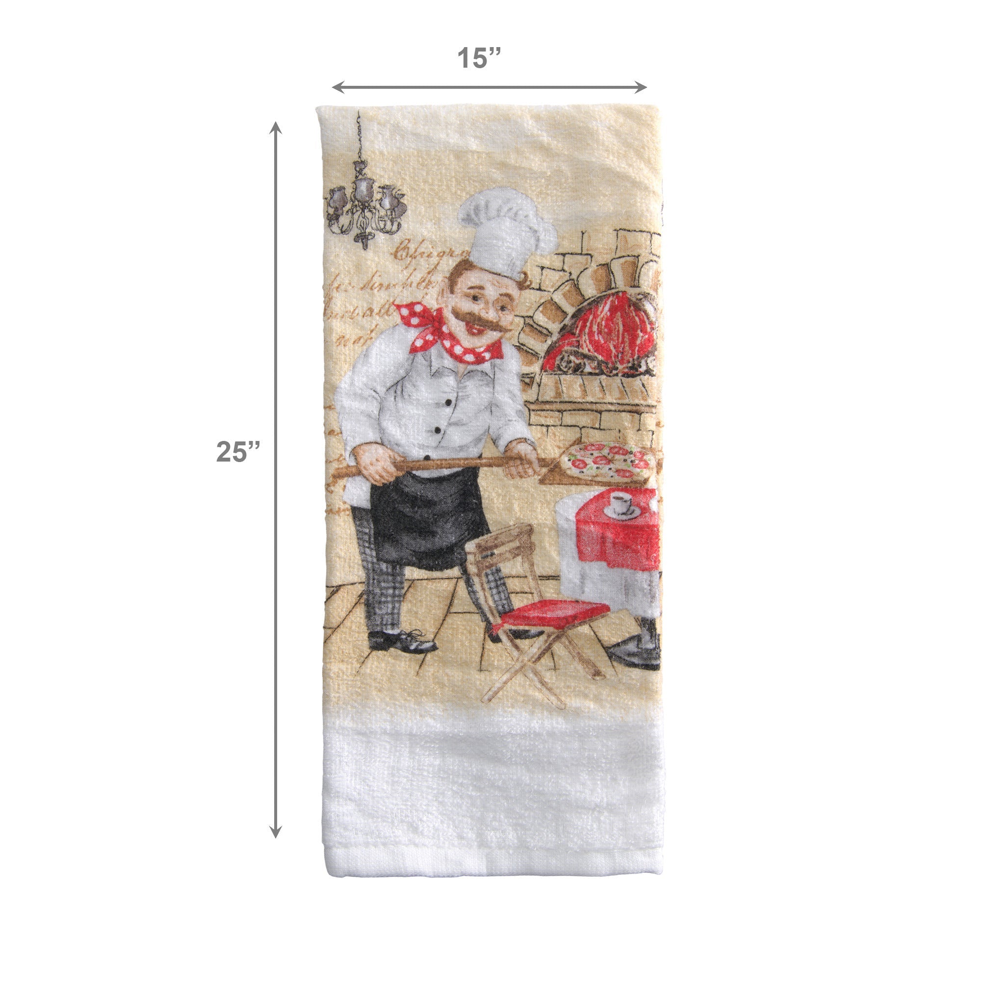 Chef Serving Pizza Novelty Kitchen Hand Towel - Set of 6