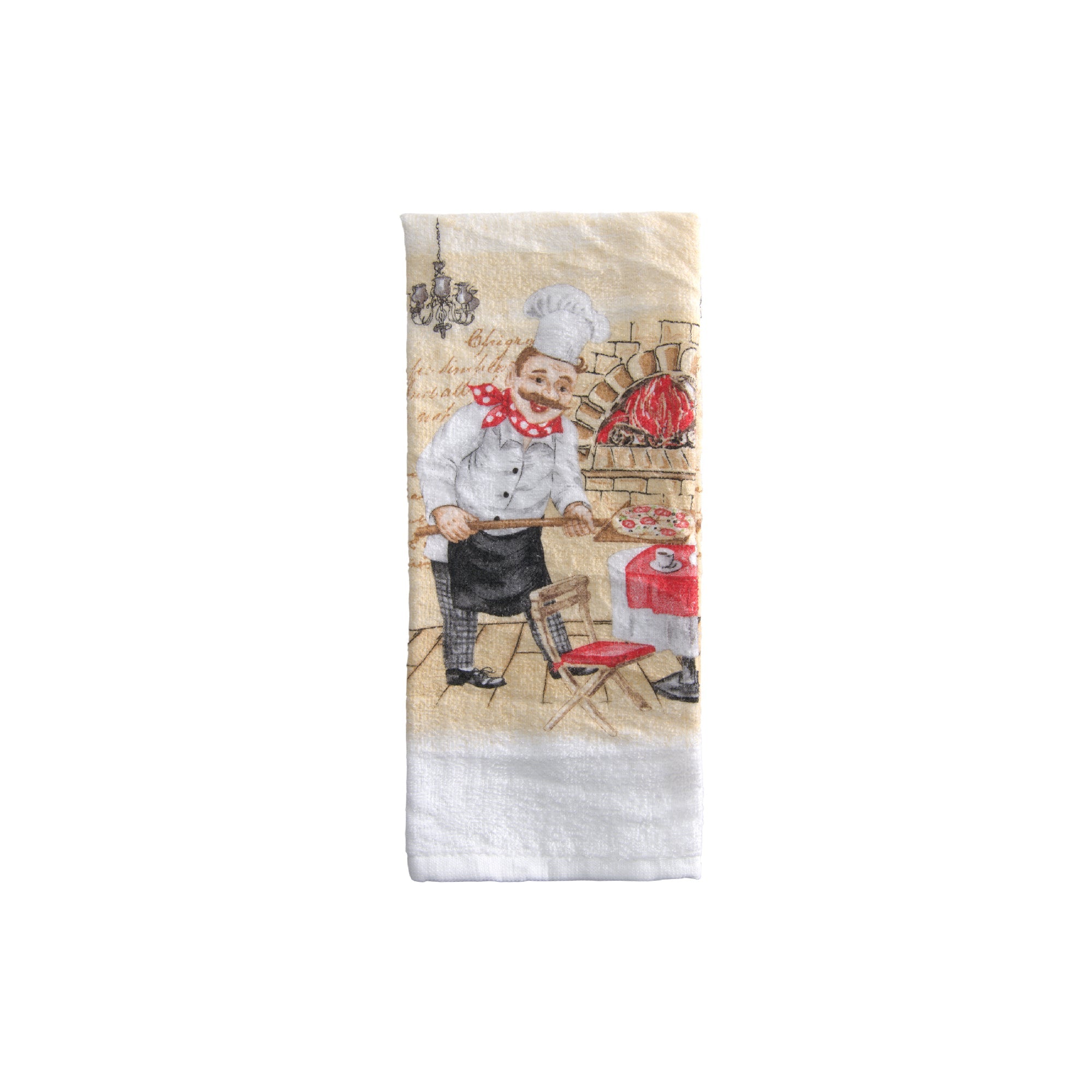 Chef Serving Pizza Novelty Kitchen Hand Towel - Set of 6