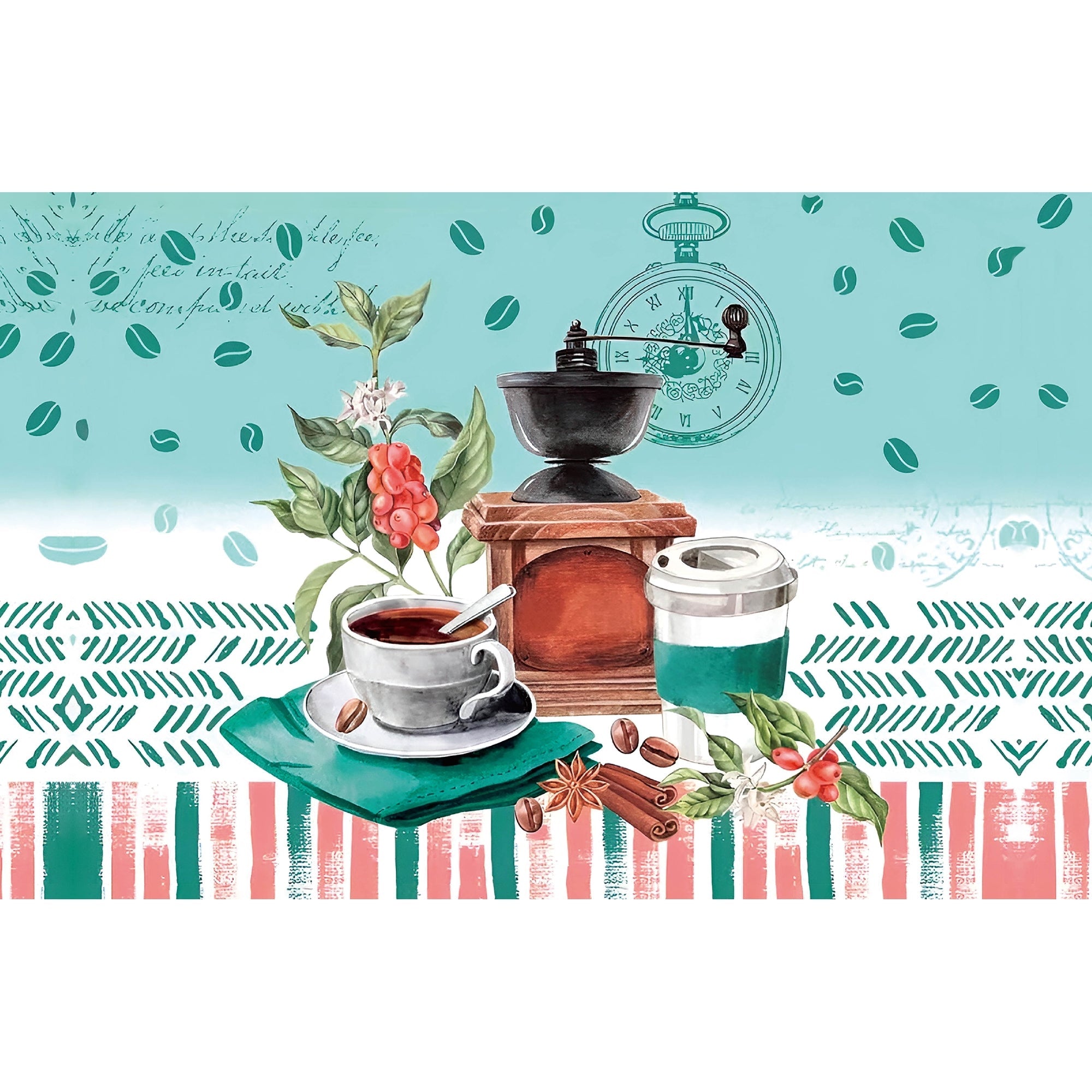 Plastic Placemat Coffee To Go Set Of 12, Dining Table Decor, Kitchen Accessory