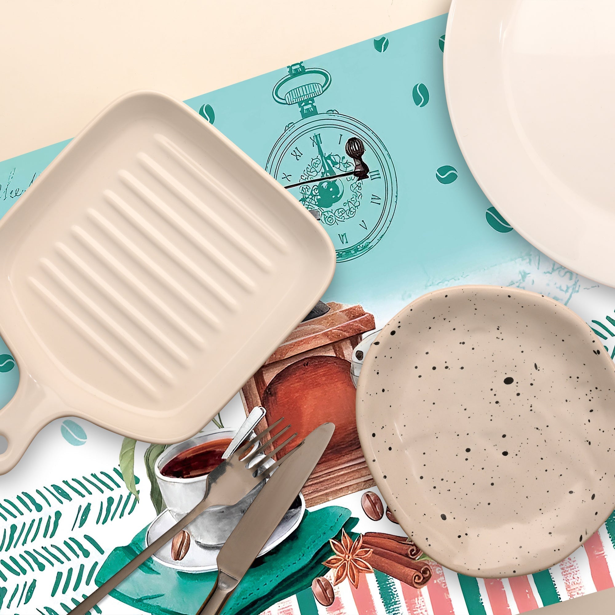 Plastic Placemat Coffee To Go Set Of 12, Dining Table Decor, Kitchen Accessory