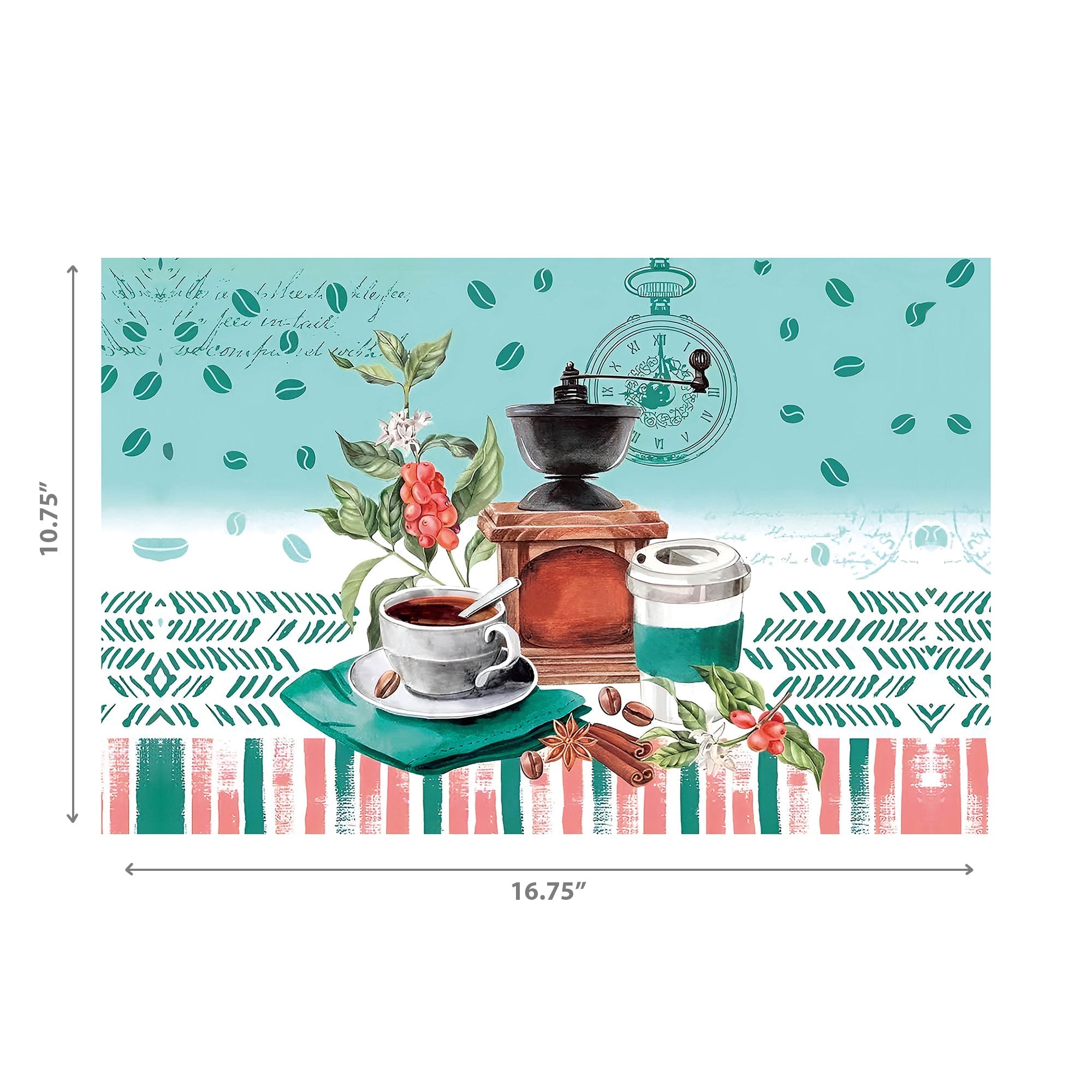 Plastic Placemat Coffee To Go Set Of 12, Dining Table Decor, Kitchen Accessory