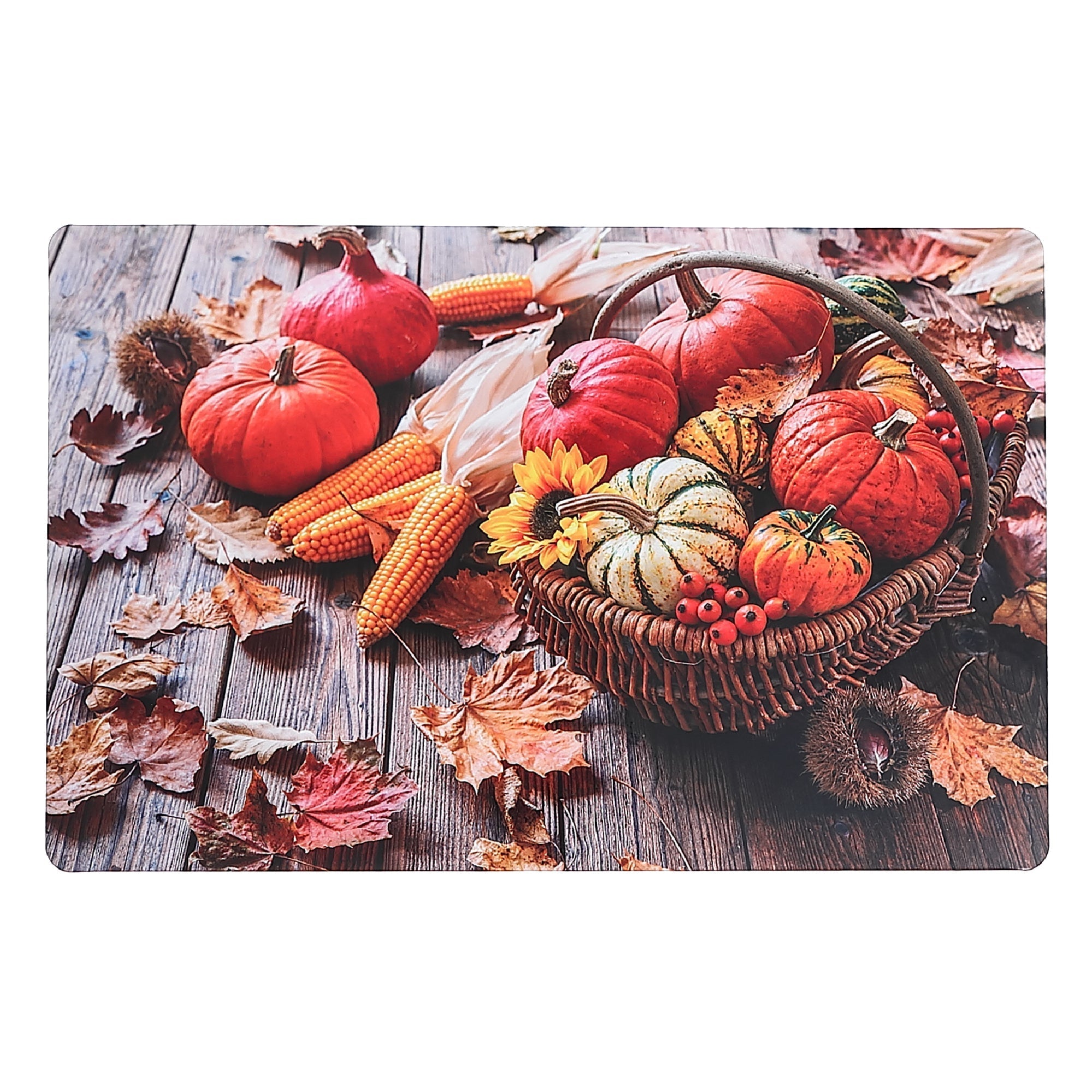 Plastic Placemat Happy Harvest Thanksgiving Dining Table Mats - Set of 12