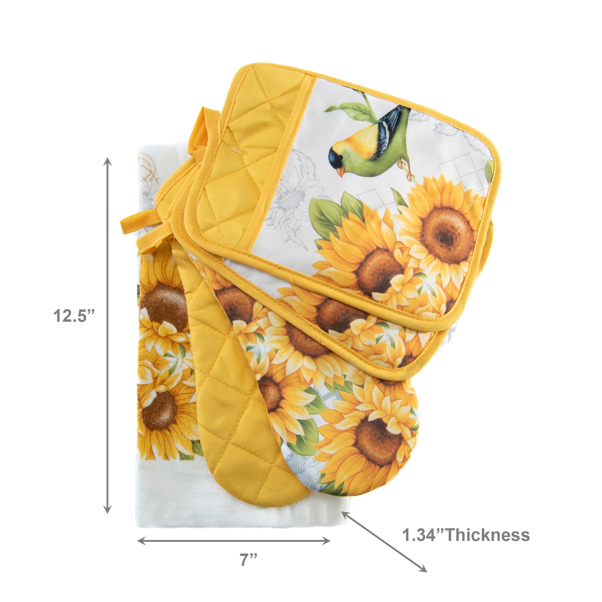 Finch on Sunflower 5-Piece Coordinated Kitchen Set - Set of 2