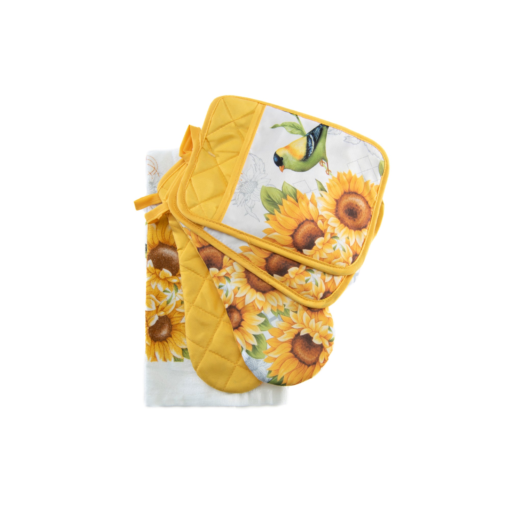Finch on Sunflower 5-Piece Coordinated Kitchen Set - Set of 2
