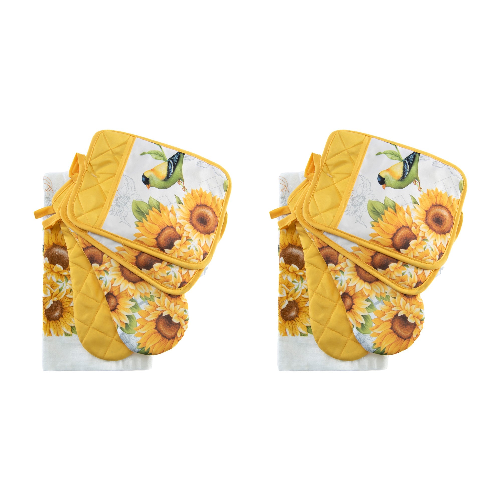 Finch on Sunflower 5-Piece Coordinated Kitchen Set - Set of 2