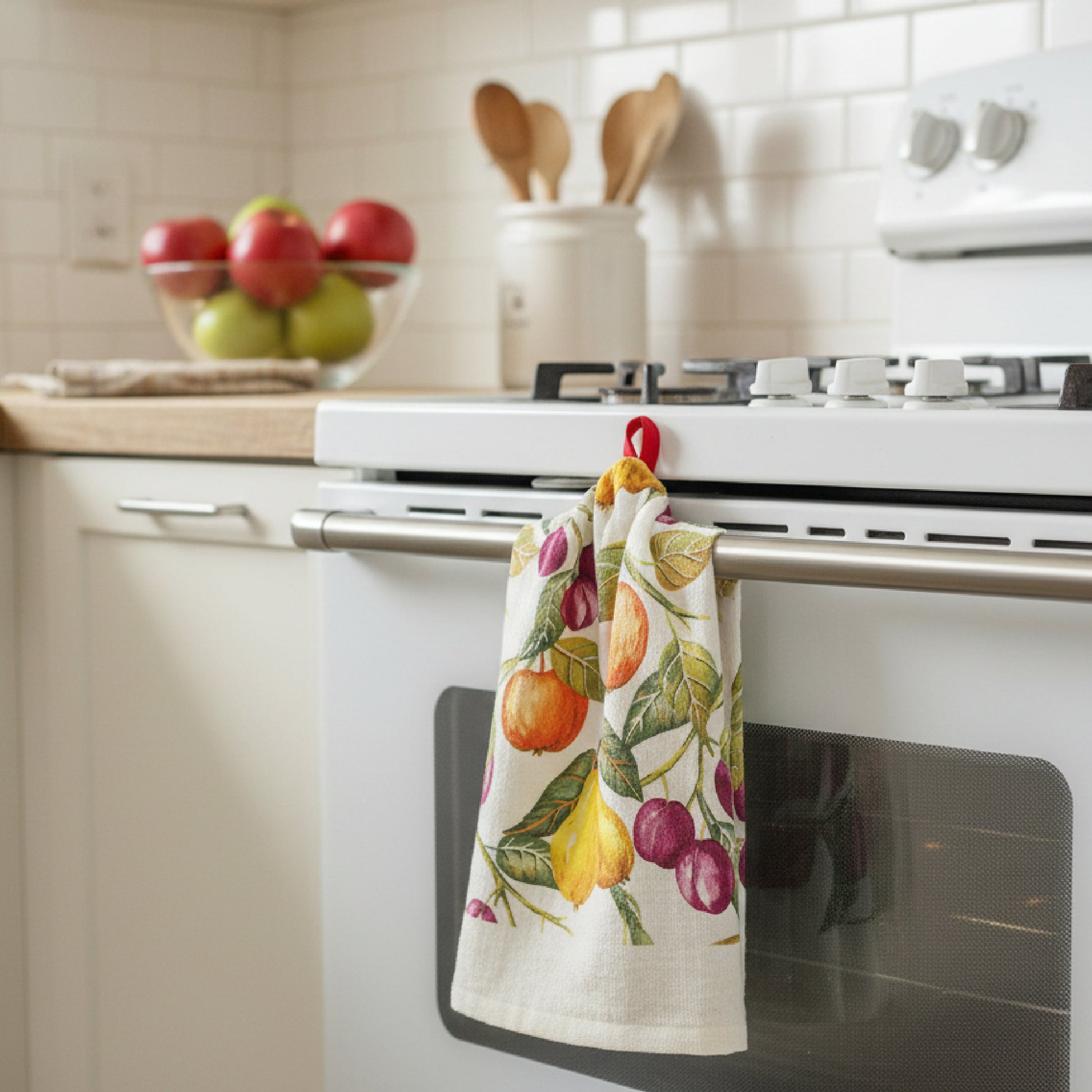 Apple & Pear Tie-Top Kitchen Hand Towel - Set of 2