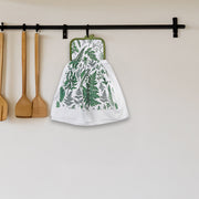 Tie Hand Towel Fern Leaves Design, Hanging Kitchen Towel, Decorative Cotton, Set of 2