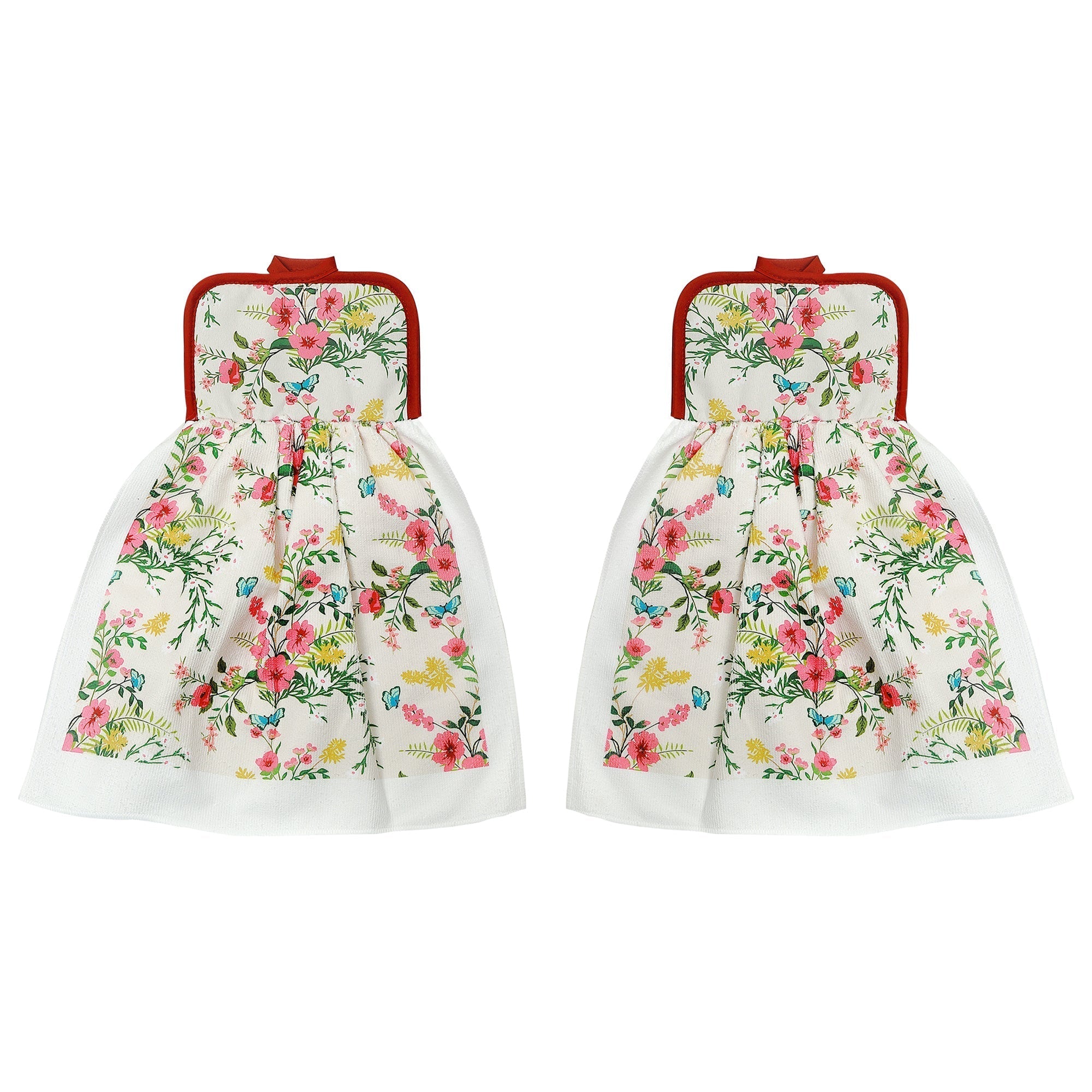 Tie Hand Towel Vintage Floral, Hanging Kitchen Towel, Decorative Cotton, Set of 2