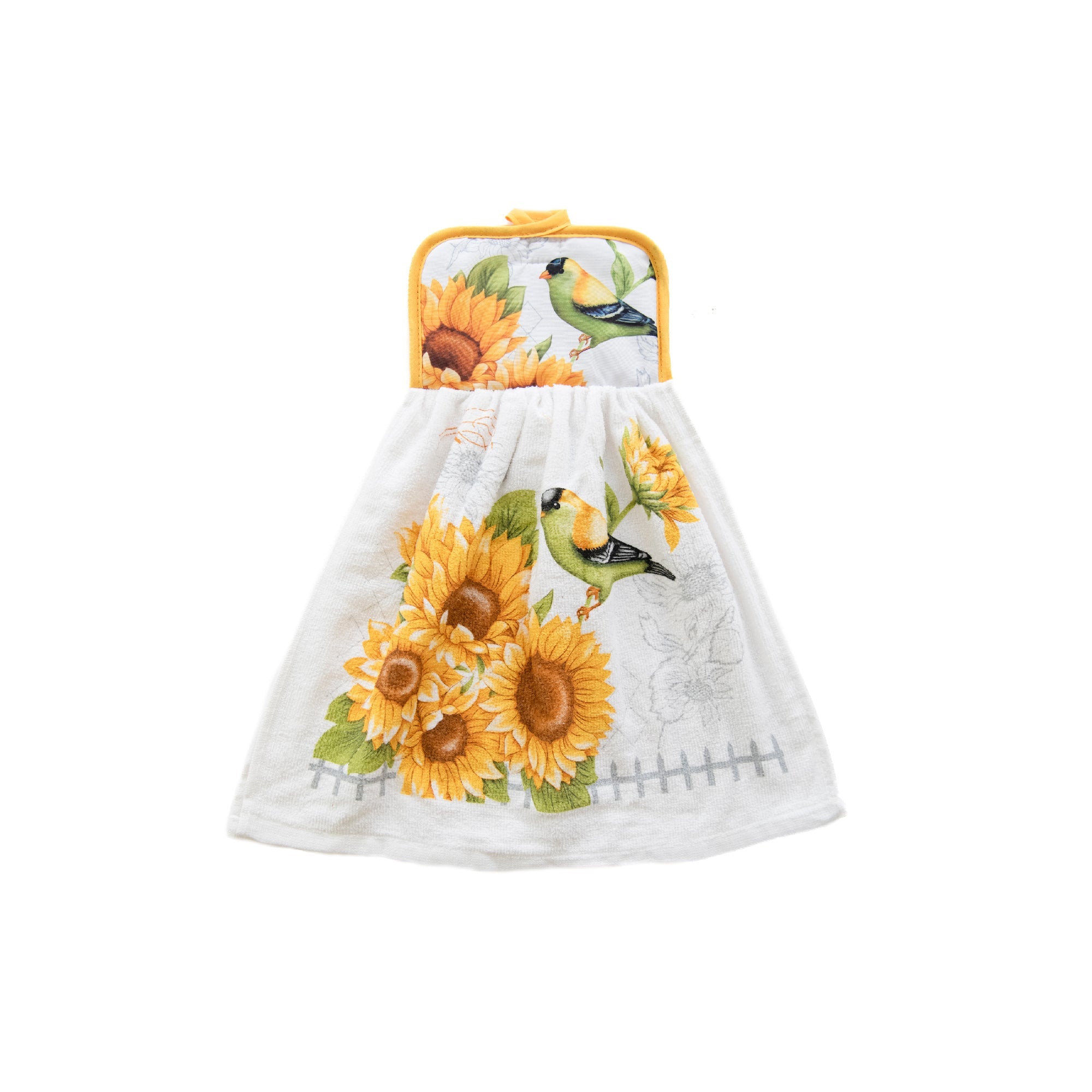 Finch on Sunflower Tie-Top Kitchen Hand Towel - Set of 2
