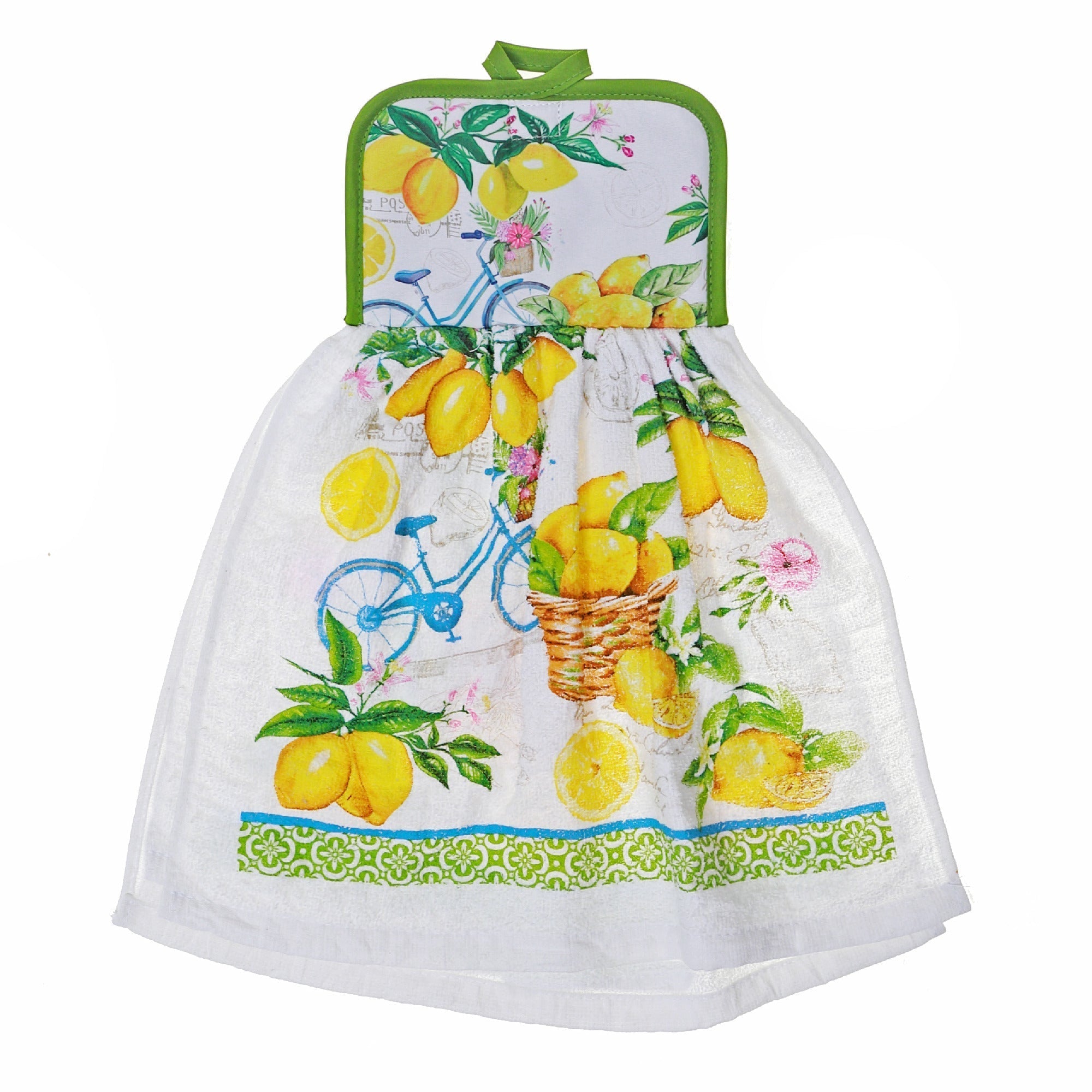 Tie Hand Towel Lemon Fruit Design Set Of 2, Kitchen Bathroom Towel