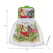 Tie Hand Towel Roosters - Set of 2