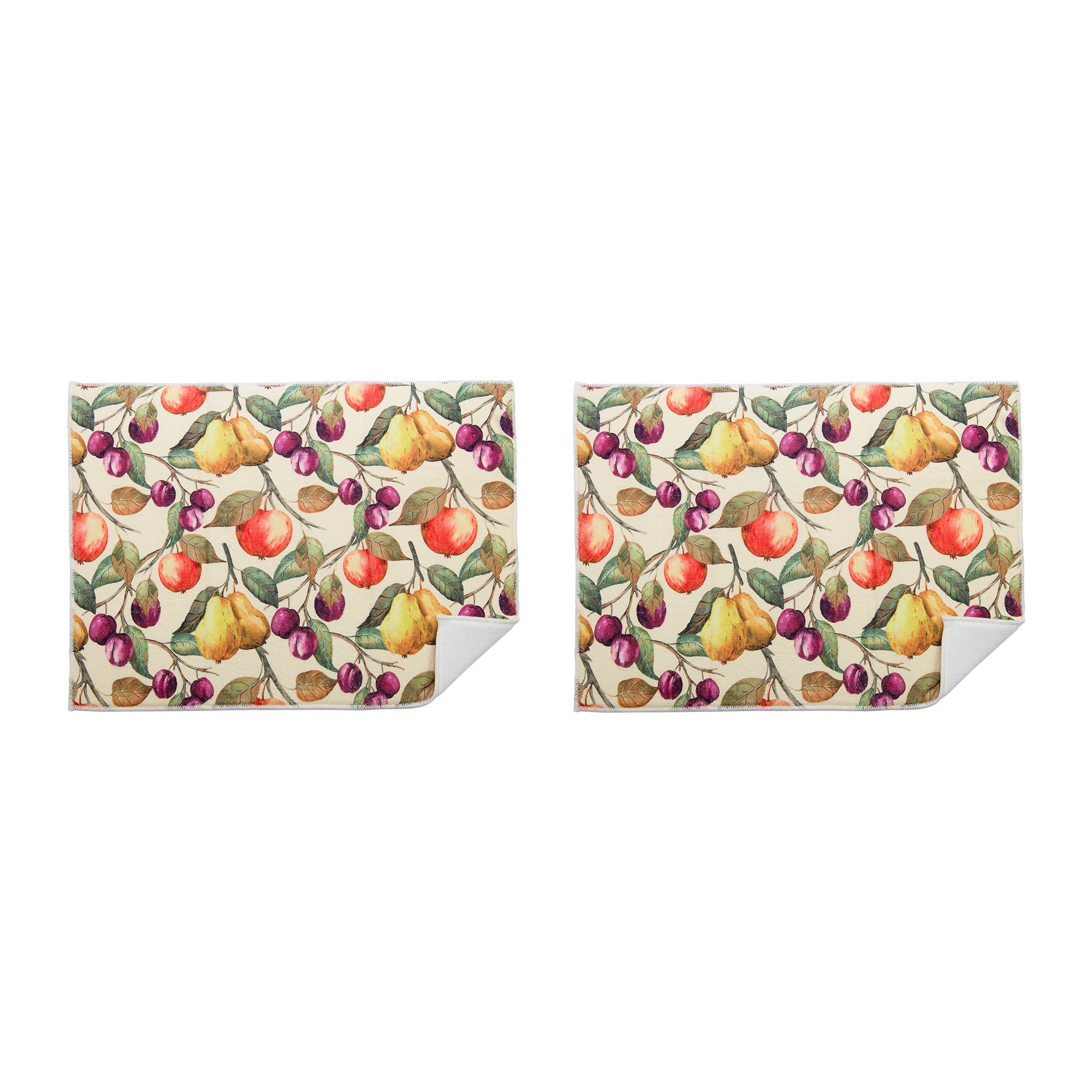 Apple & Pear Print Microfibre Dish Drying Mat - Set of 2
