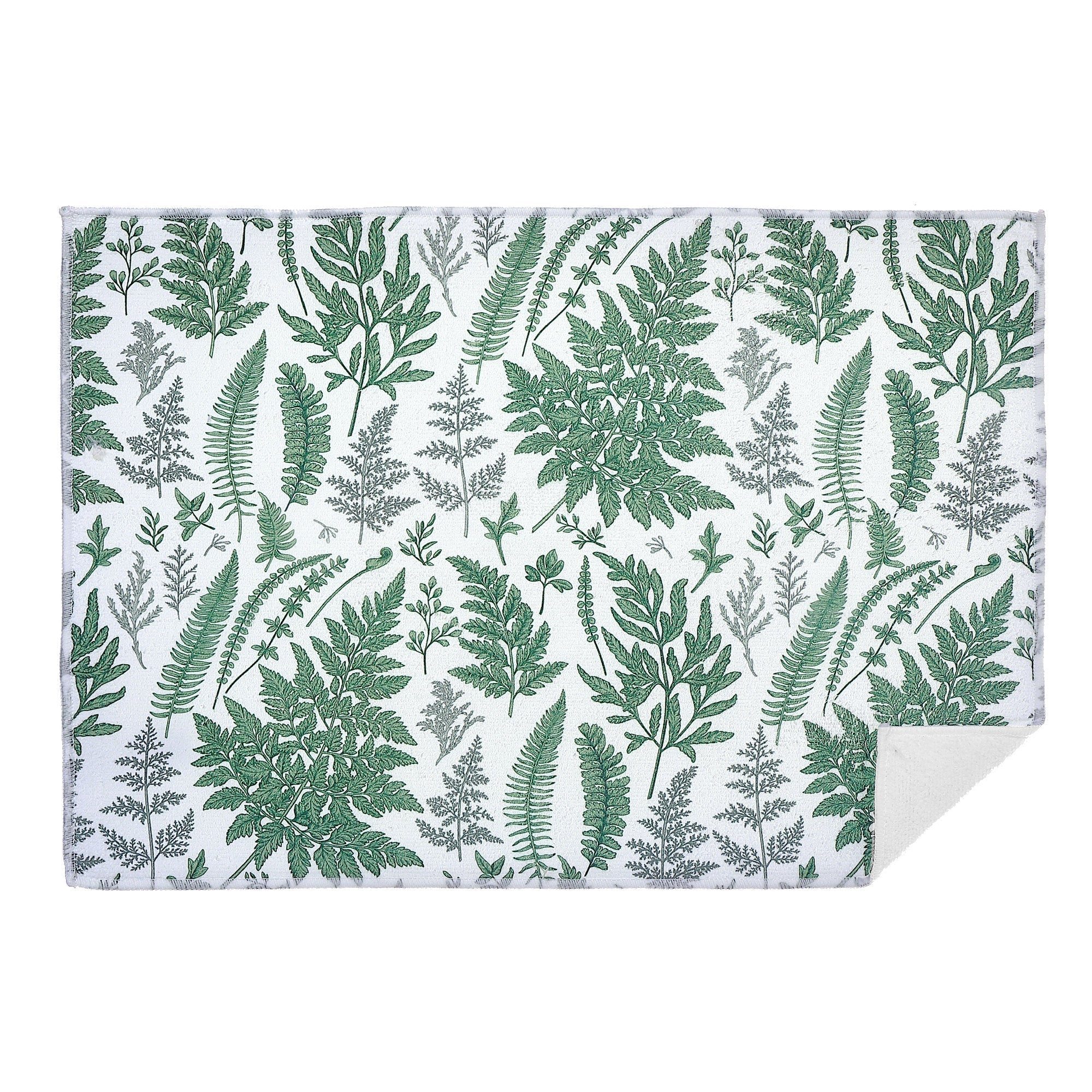 Microfibre Drying Mat Fern Leaves Design, Absorbent Dish Drainer Pad, Set of 2
