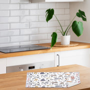 Microfibre Drying Mat Dog and Cat Print, Kitchen Counter Protector, Set of 2