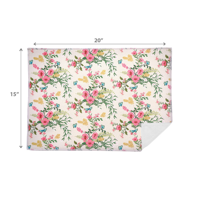 Microfibre Drying Mat Vintage Floral - Set of 2