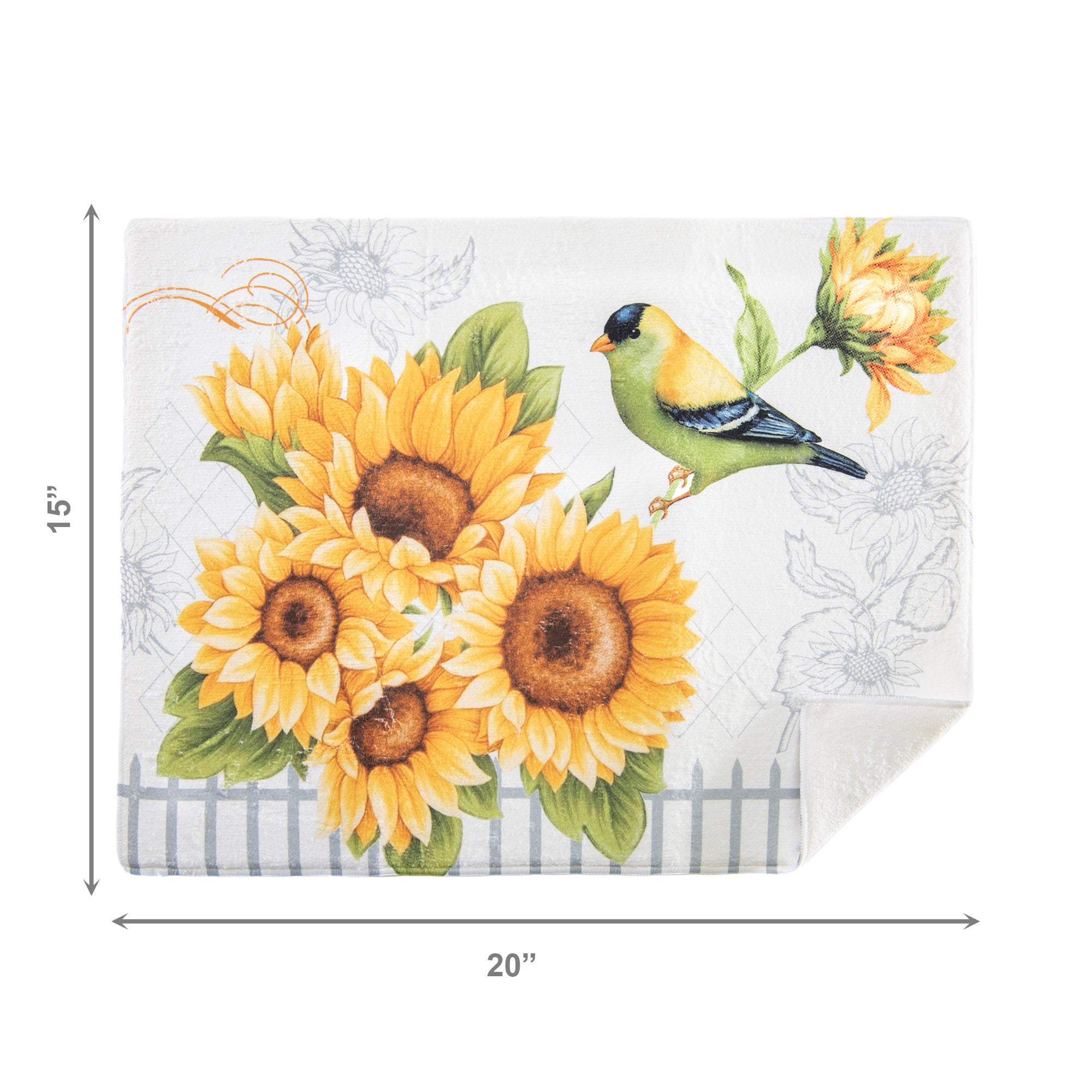 Finch on Sunflower Microfibre Dish Drying Mat - Set of 2