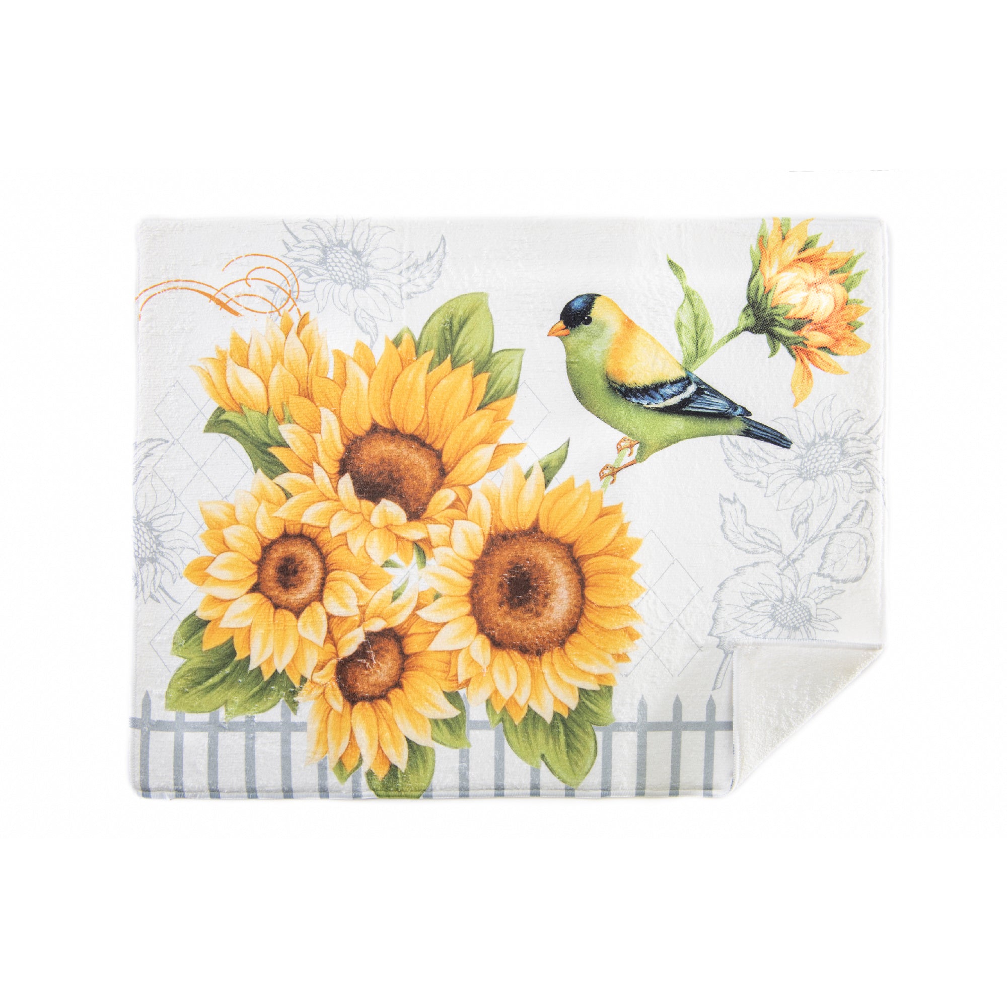 Finch on Sunflower Microfibre Dish Drying Mat - Set of 2