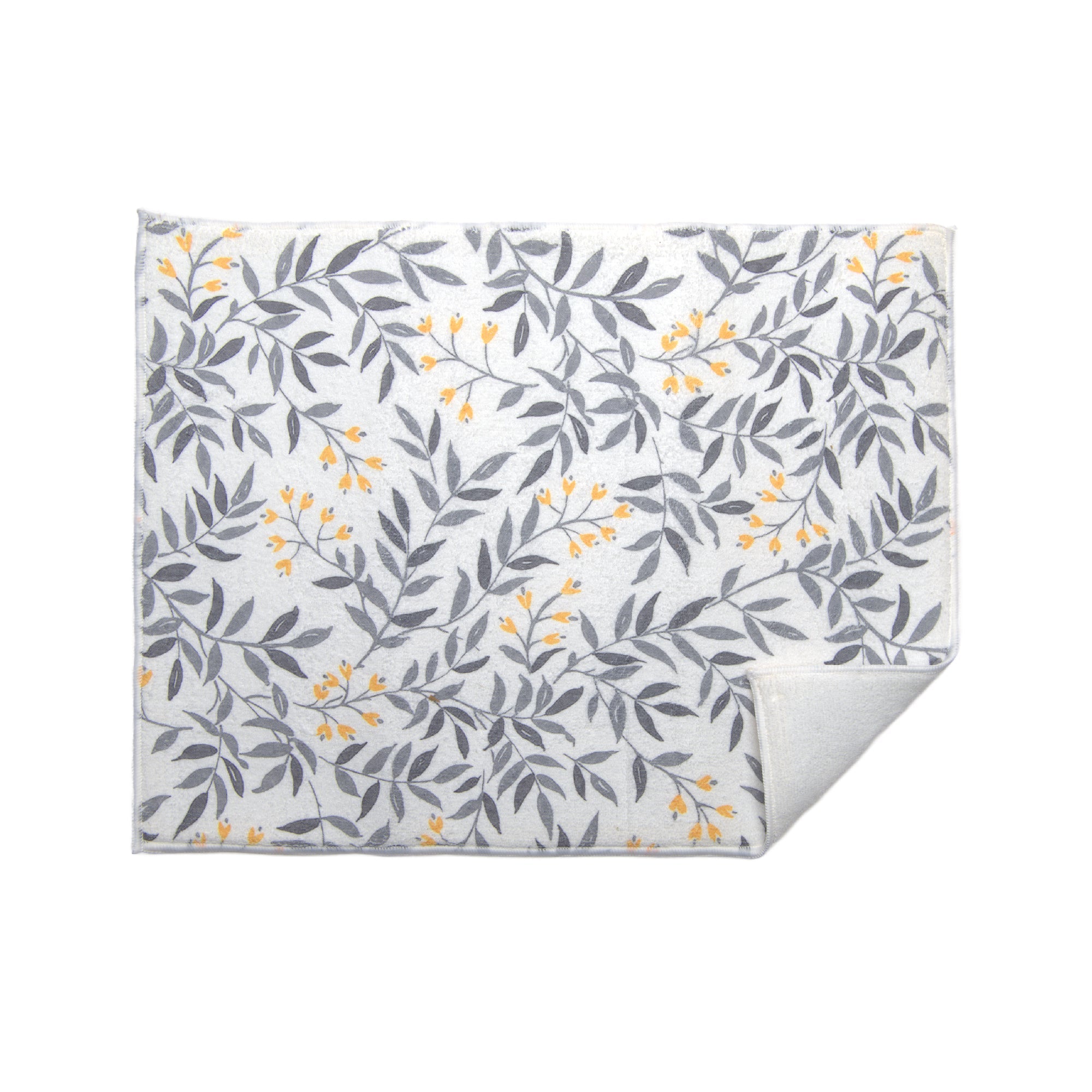 Gray Leaf Pattern Microfibre Dish Drying Mat - Set of 2