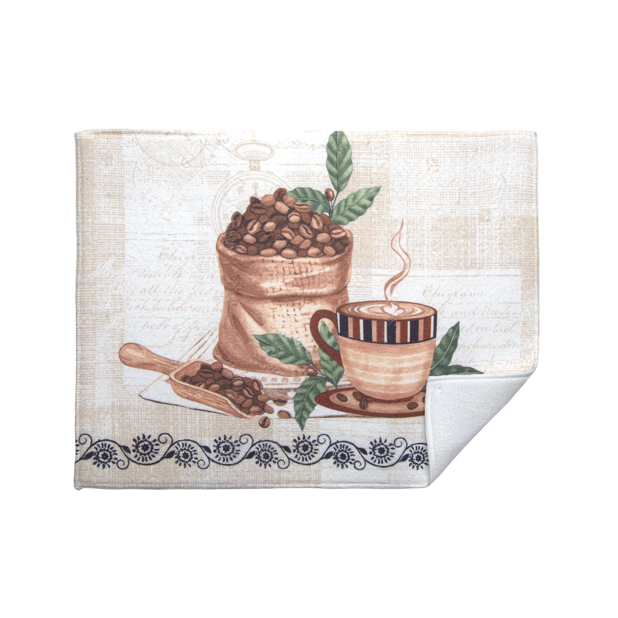 Coffee Bean Print Microfibre Dish Drying Mat - Set of 2