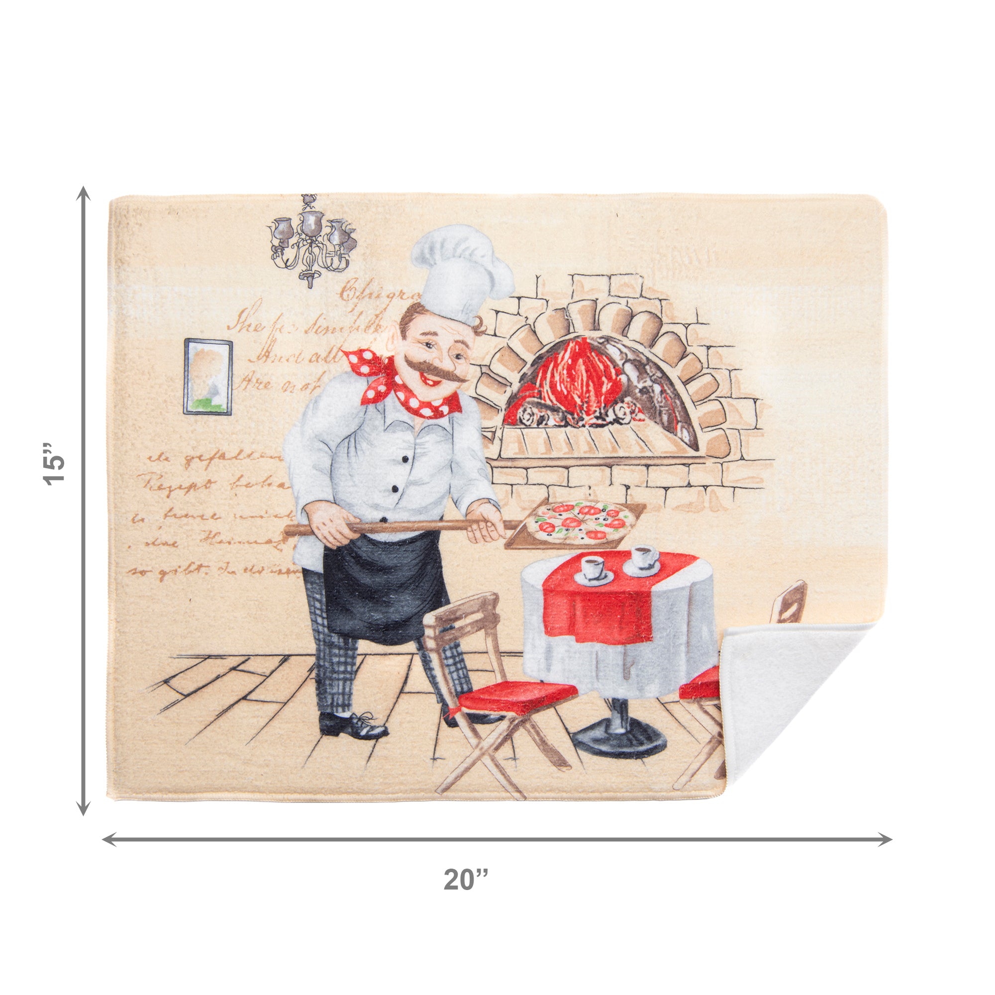 Chef Serving Pizza Microfibre Dish Drying Mat - Set of 2