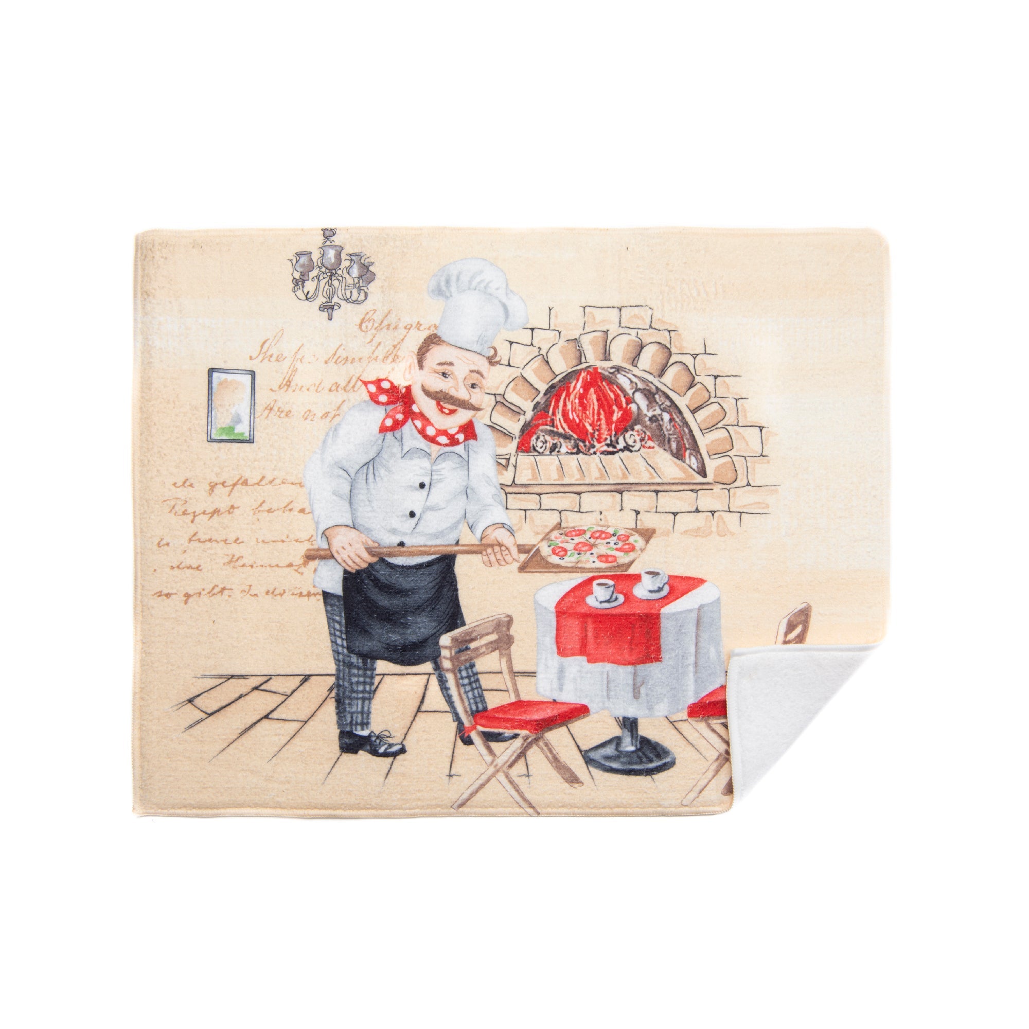 Chef Serving Pizza Microfibre Dish Drying Mat - Set of 2