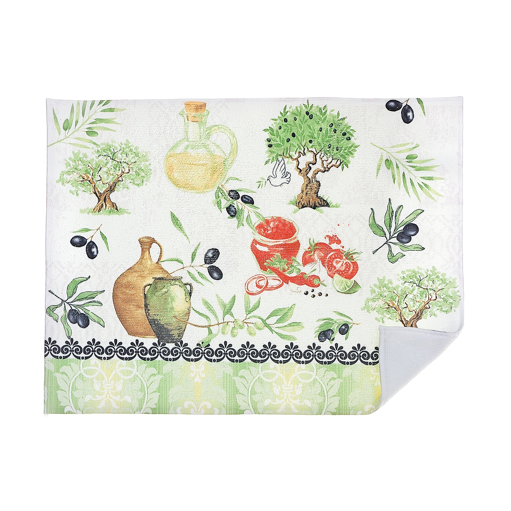 Microfibre Drying Mat Olive Design, Kitchen Dish Drying Mat