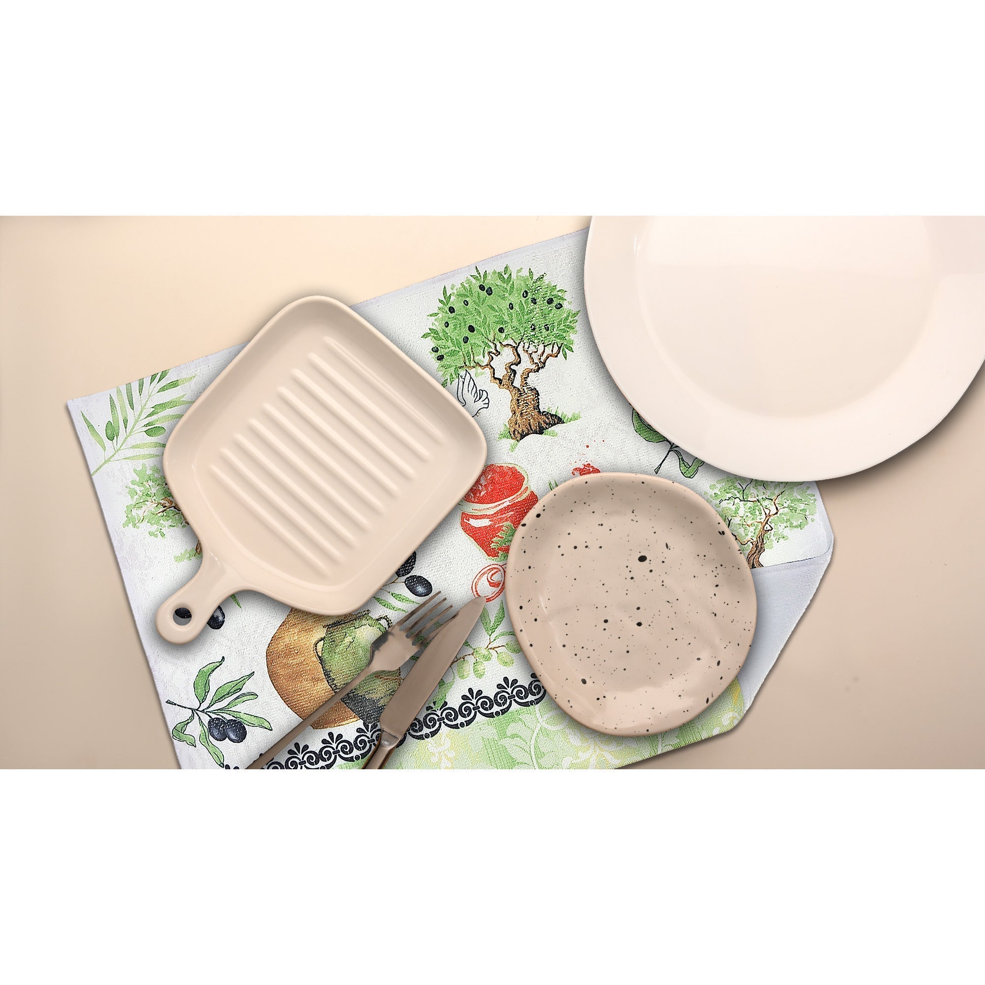 Microfibre Drying Mat Olive Design, Kitchen Dish Drying Mat